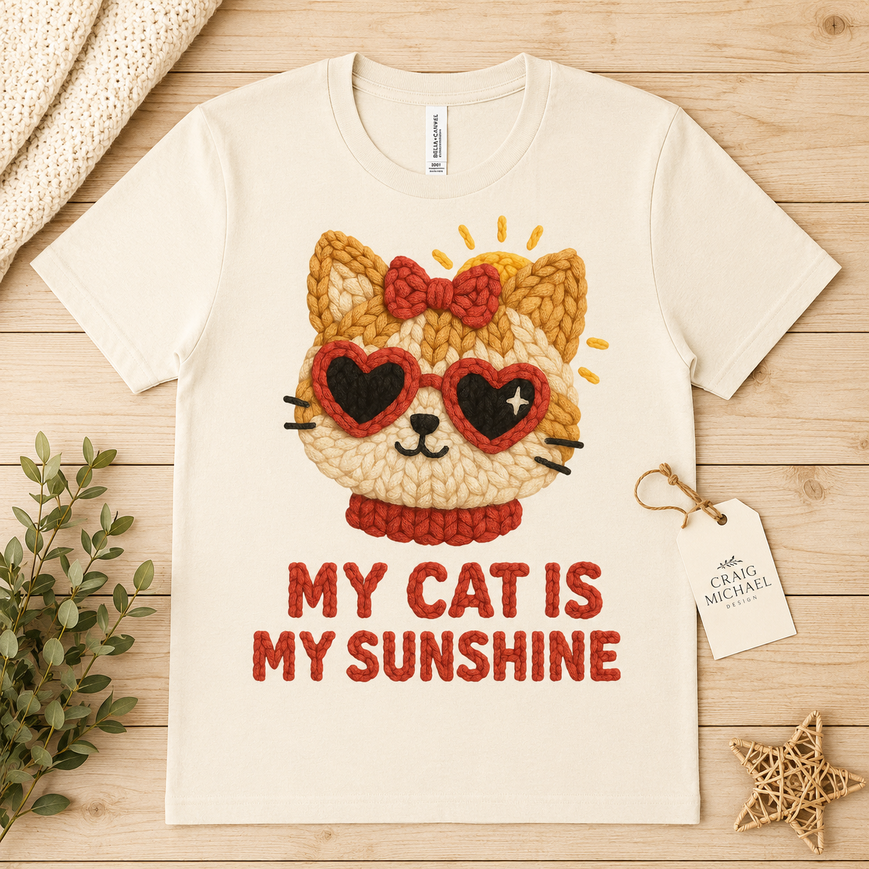 Knitted Cat Graphic Tees