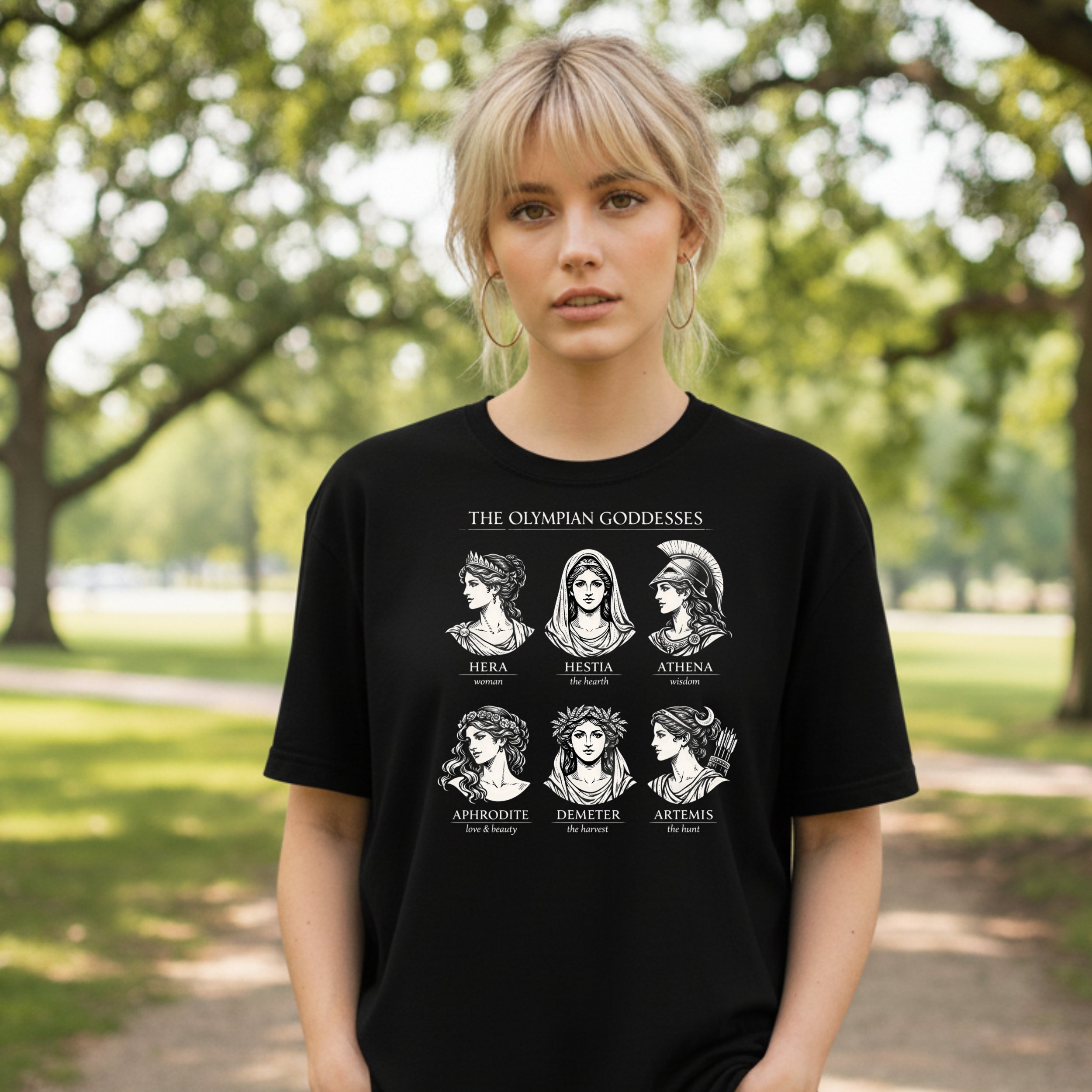 The Olympian Goddesses Graphic Black T-shirt