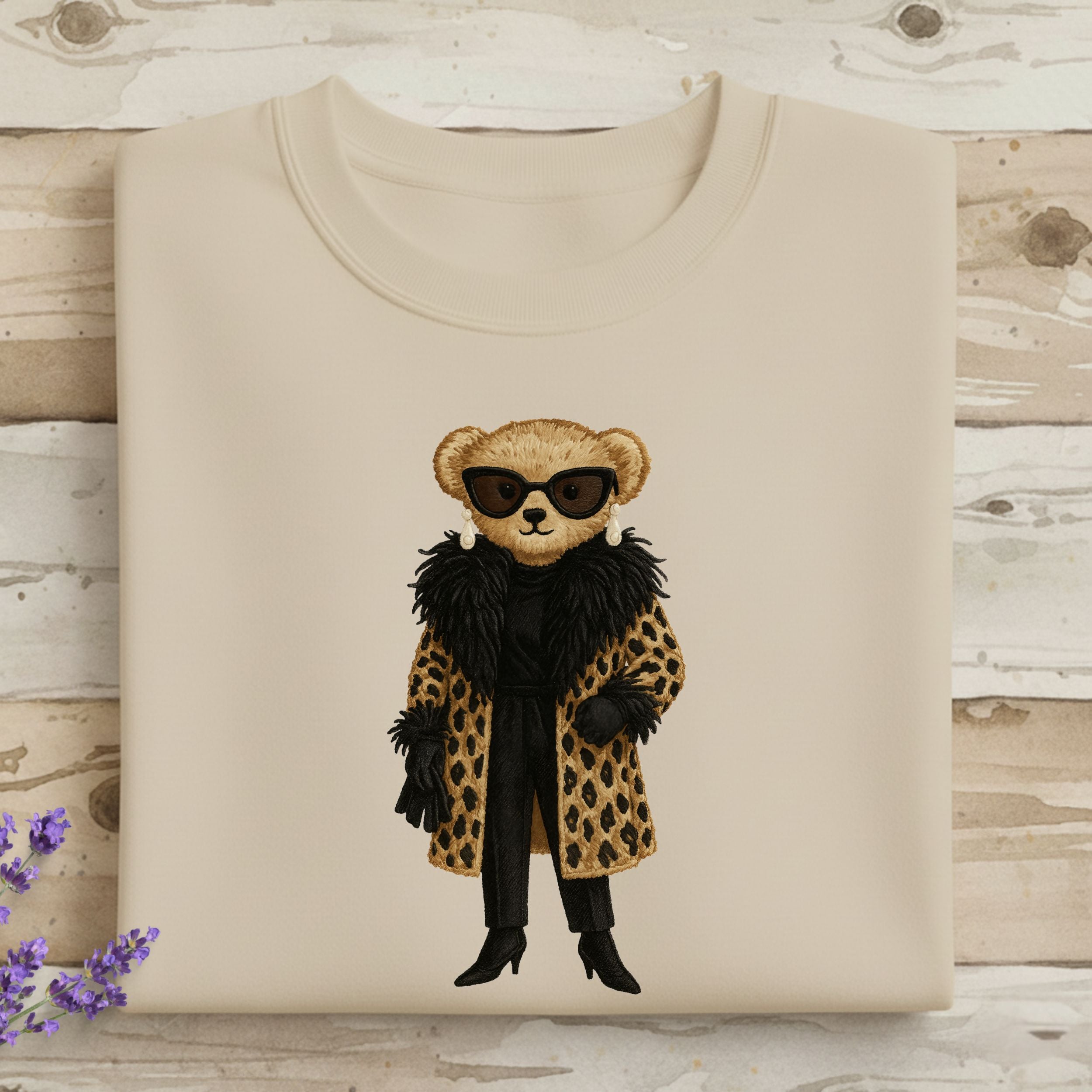 Stylish Bear with Sunglasses Print Sweatshirt Product