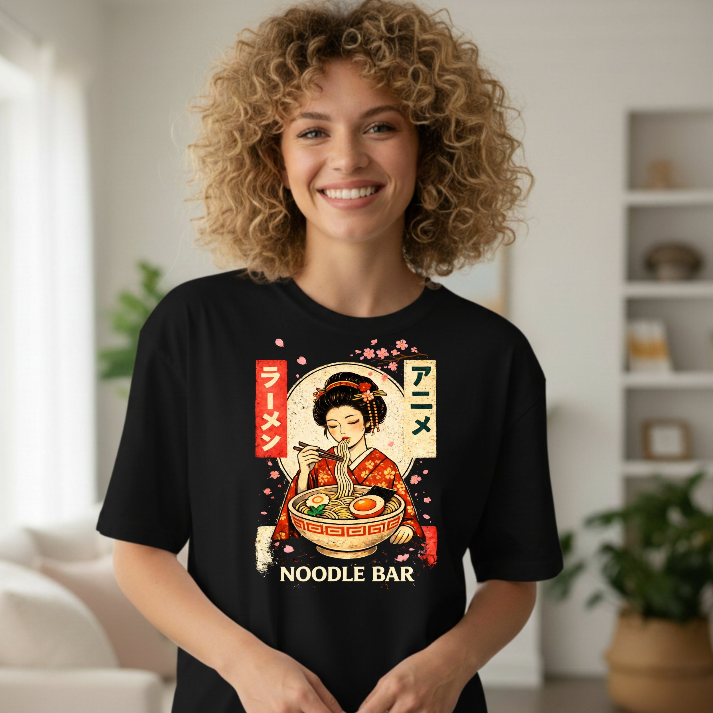 Anime Ramen Noodle Bar Graphic Print T-Shirt