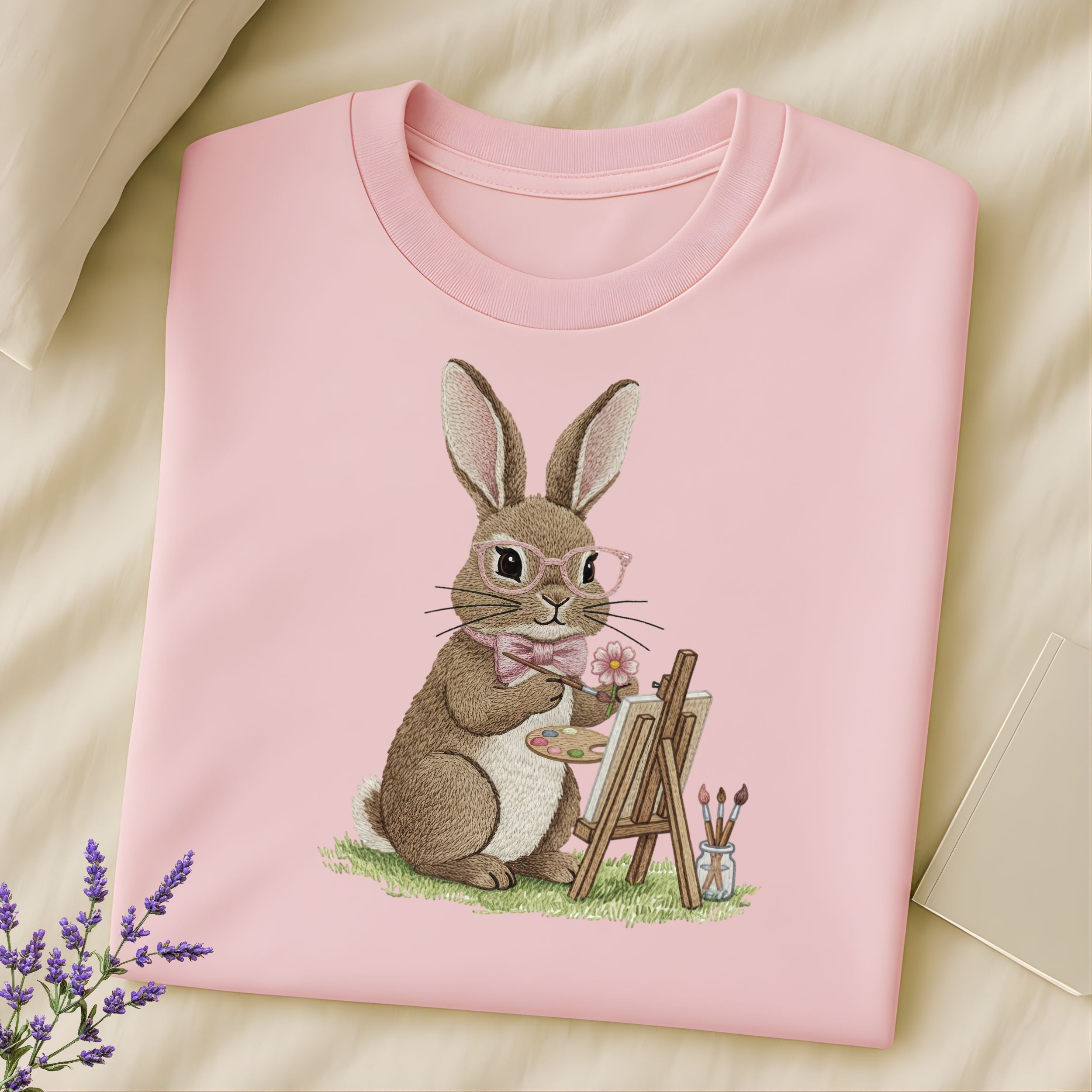Bunny Artist Painting Cute Rabbit Design T-Shirt