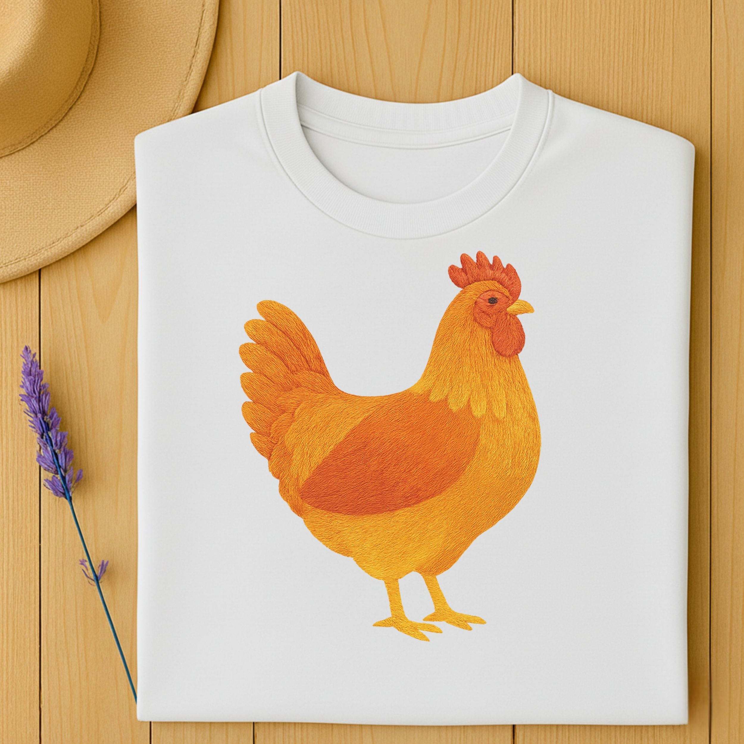 Vibrant Orange Rooster White Apparel for Farm Enthusiasts
