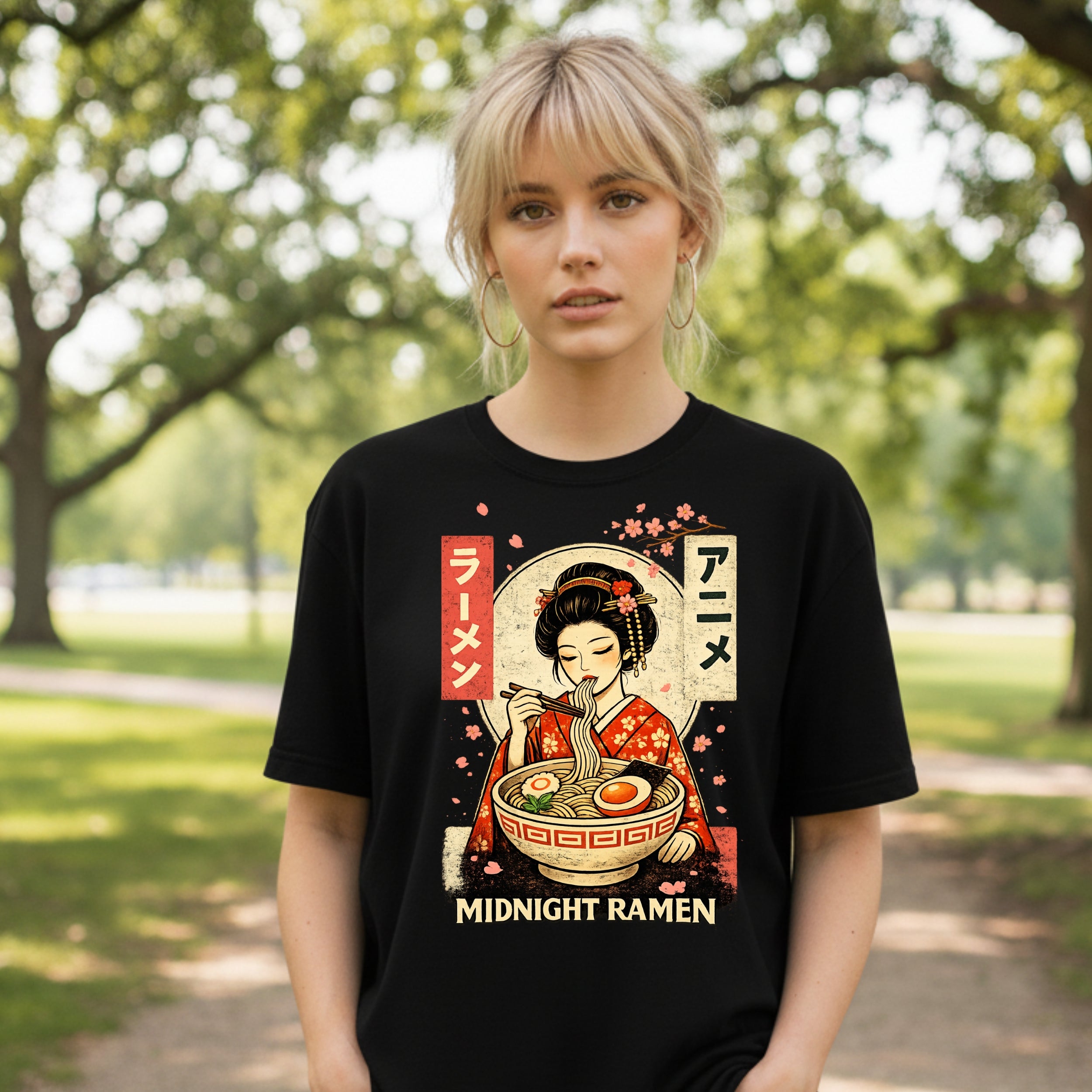 Midnight Ramen Anime Themed Graphic T-shirt