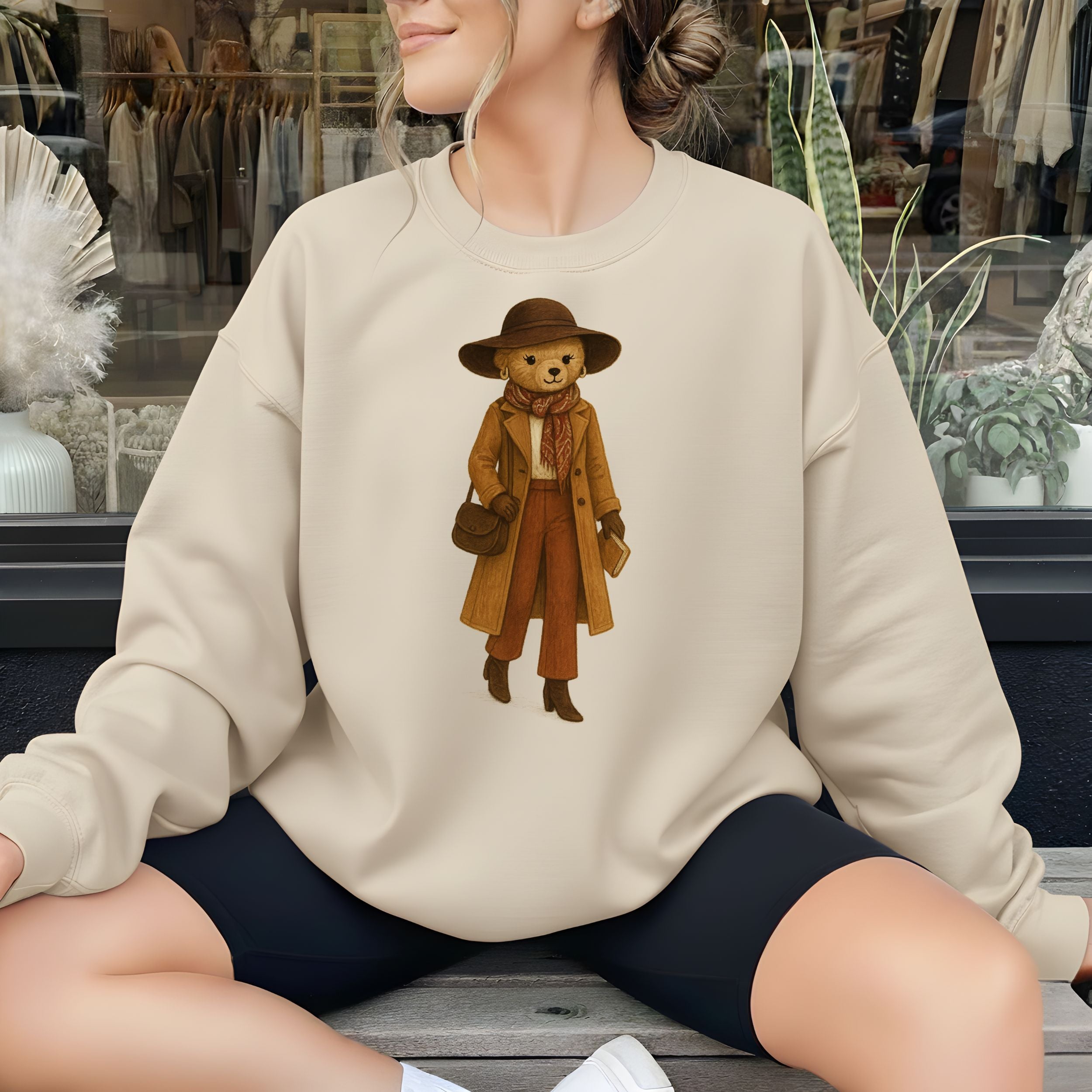 Stylish Teddy Bear in Brown Outfit Sweatshirt