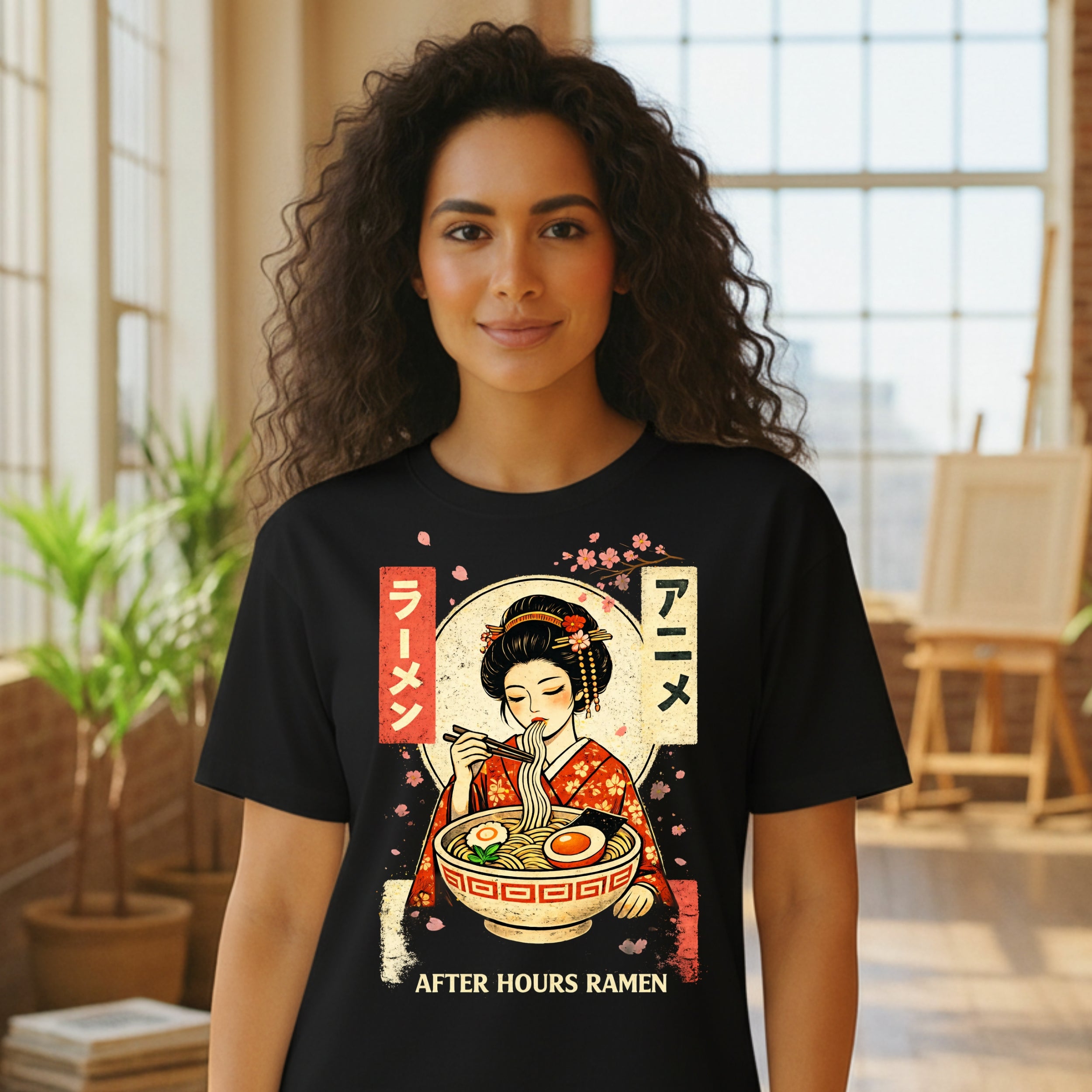 After Hours Ramen Themed Japanese Print T-shirt
