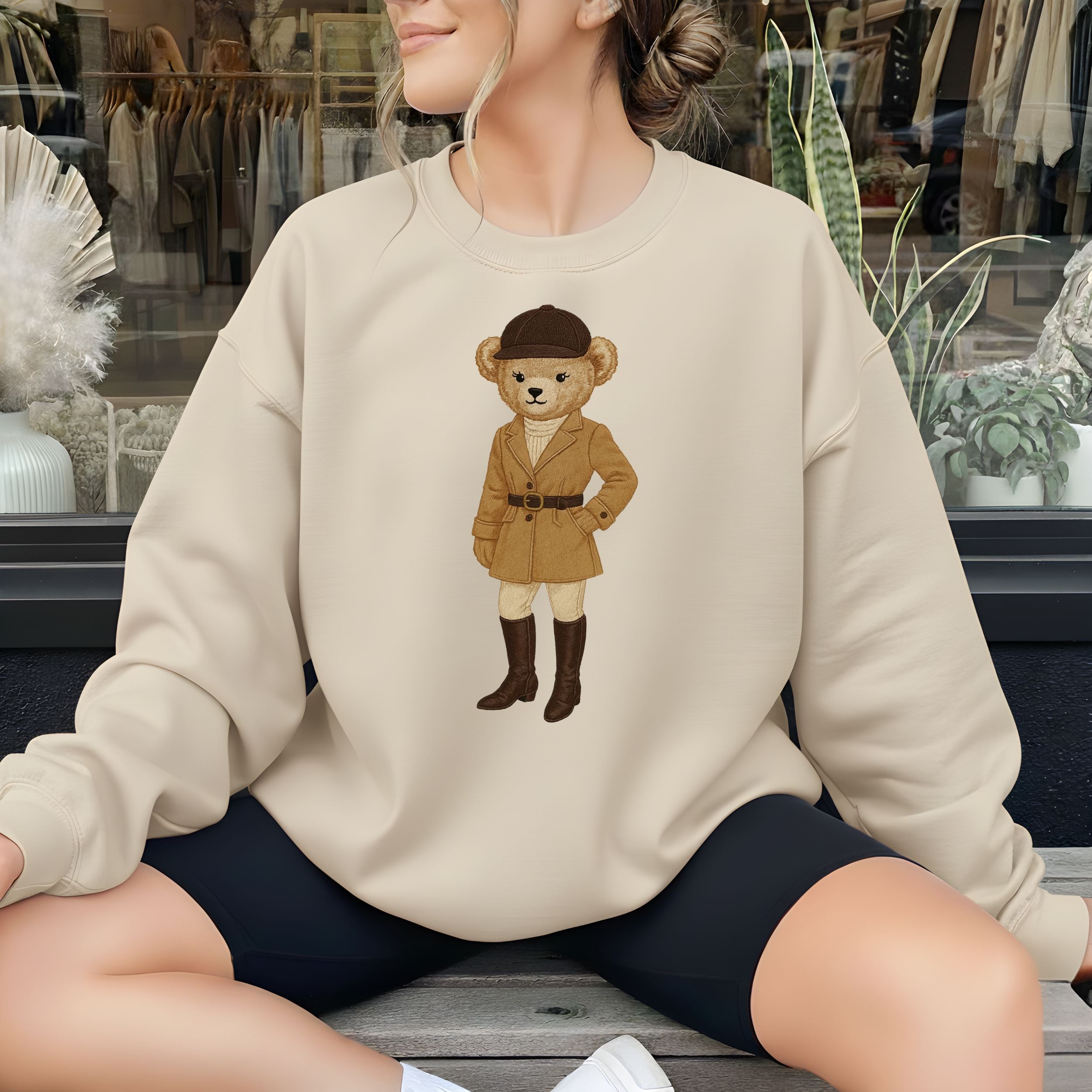 Cute Stylish Bear Graphic Oversized Sweatshirt