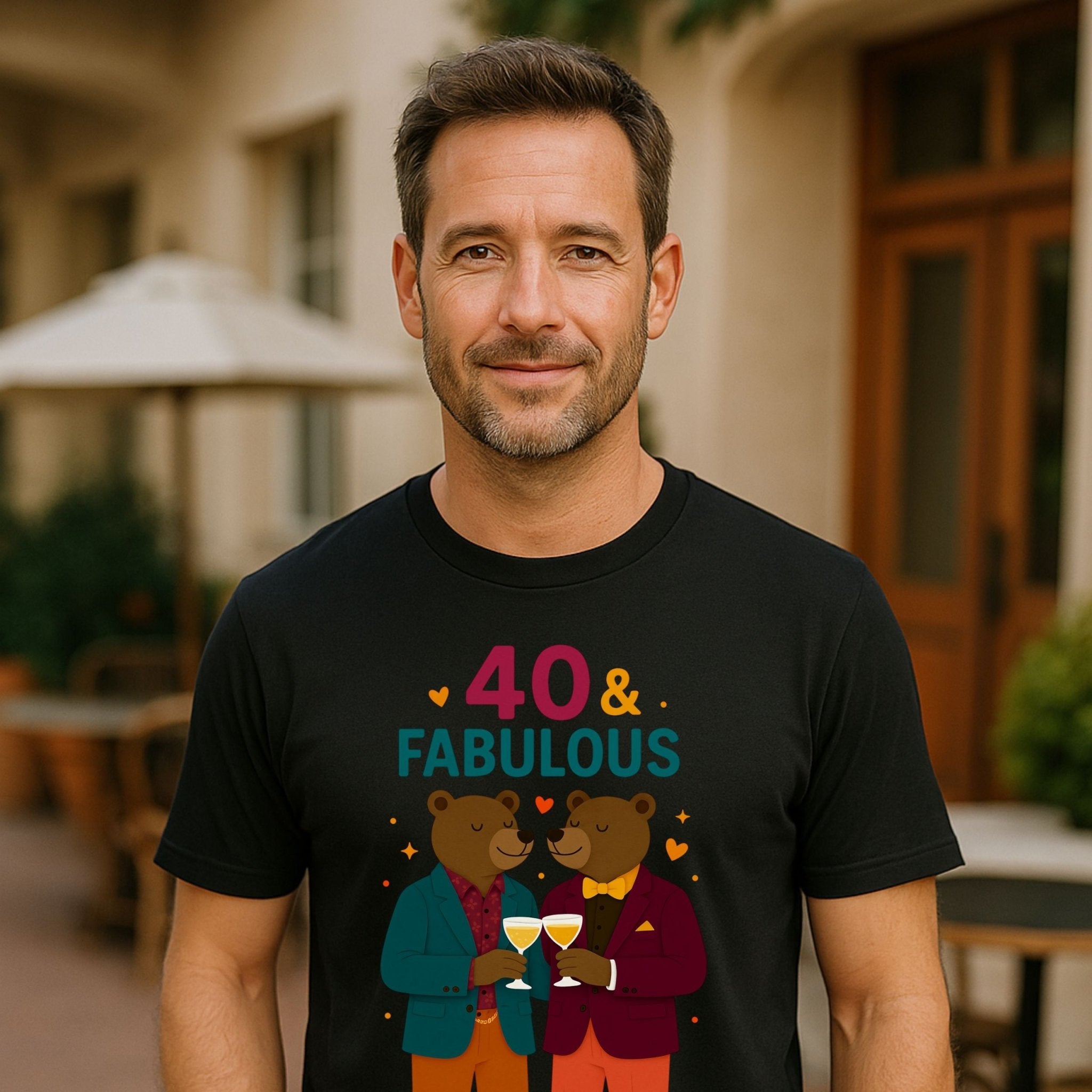 40 & Fabulous Gay Bear Tee, Funny 40th Birthday Shirt for Him, LGBTQ Couple T-Shirt - Craig Michael Design
