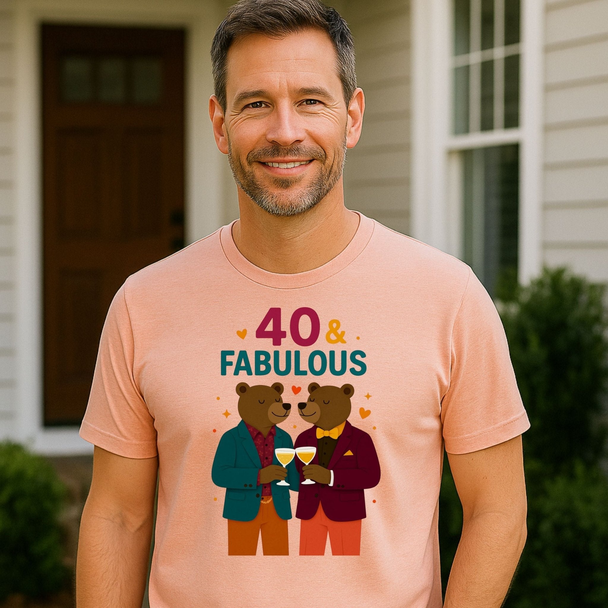 40 & Fabulous Gay Bear Tee, Funny 40th Birthday Shirt for Him, LGBTQ Couple T-Shirt - Craig Michael Design