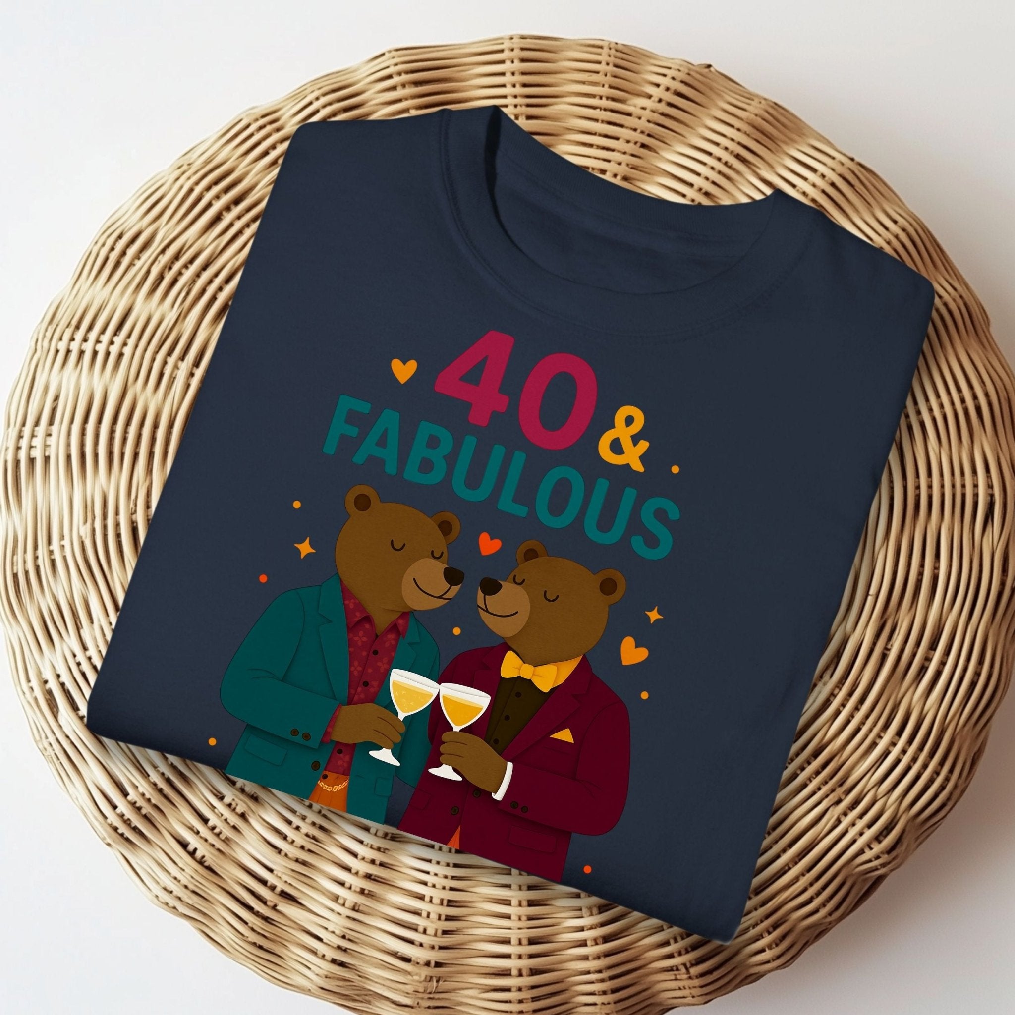 40 & Fabulous Gay Bear Tee, Funny 40th Birthday Shirt for Him, LGBTQ Couple T-Shirt - Craig Michael Design