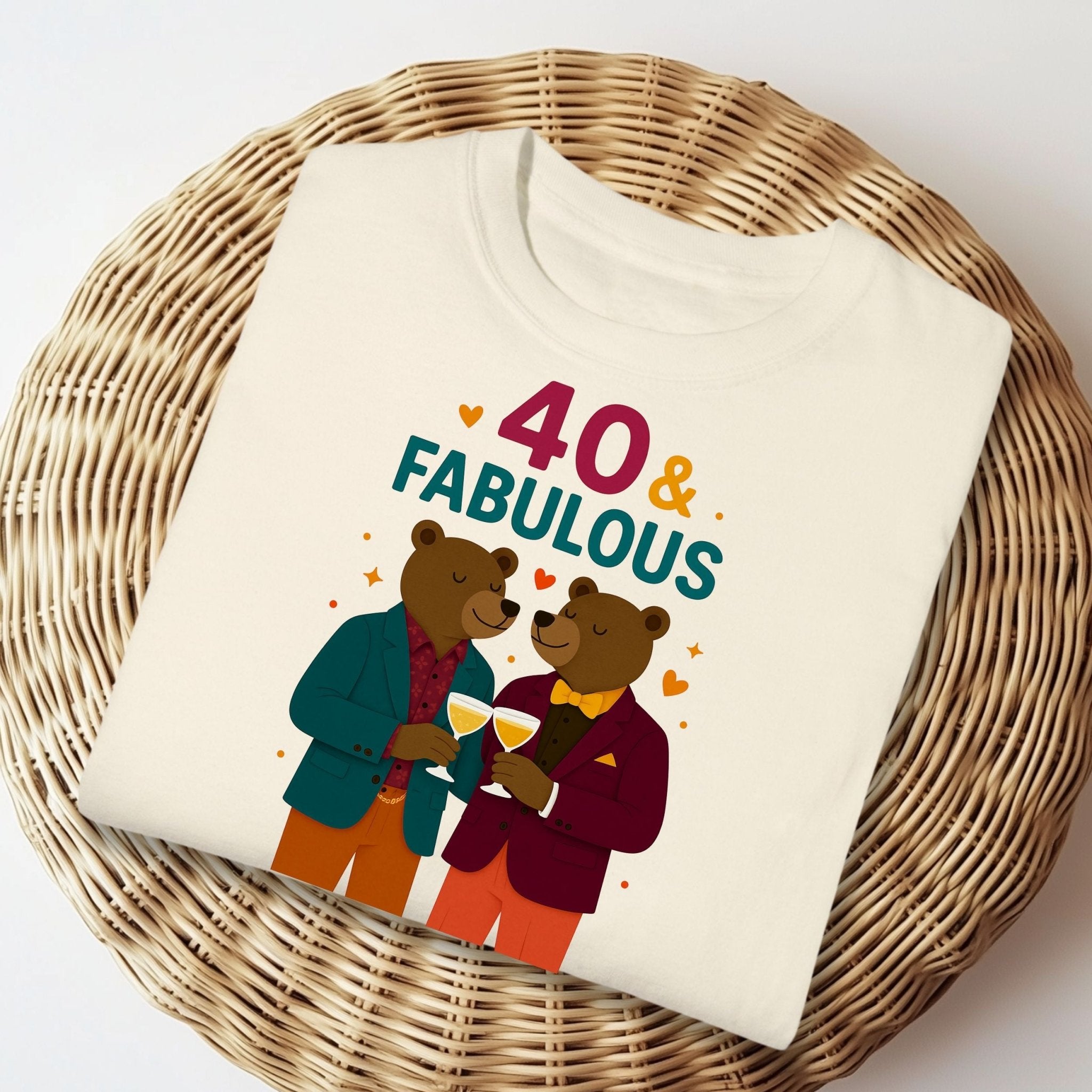 40 & Fabulous Gay Bear Tee, Funny 40th Birthday Shirt for Him, LGBTQ Couple T-Shirt - Craig Michael Design