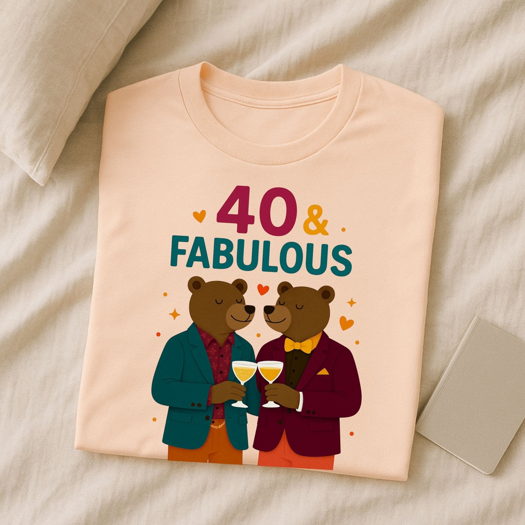 40 & Fabulous Gay Bear Tee, Funny 40th Birthday Shirt for Him, LGBTQ Couple T-Shirt - Craig Michael Design