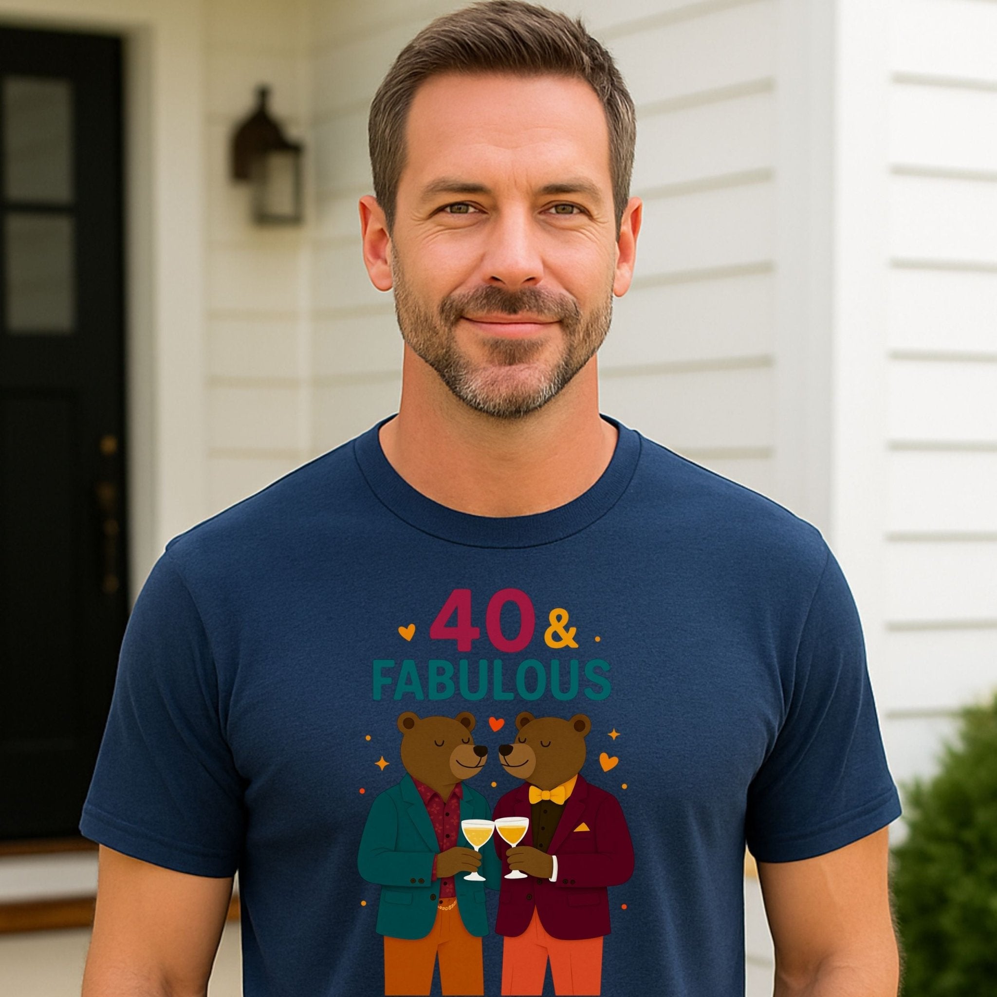 40 & Fabulous Gay Bear Tee, Funny 40th Birthday Shirt for Him, LGBTQ Couple T-Shirt - Craig Michael Design