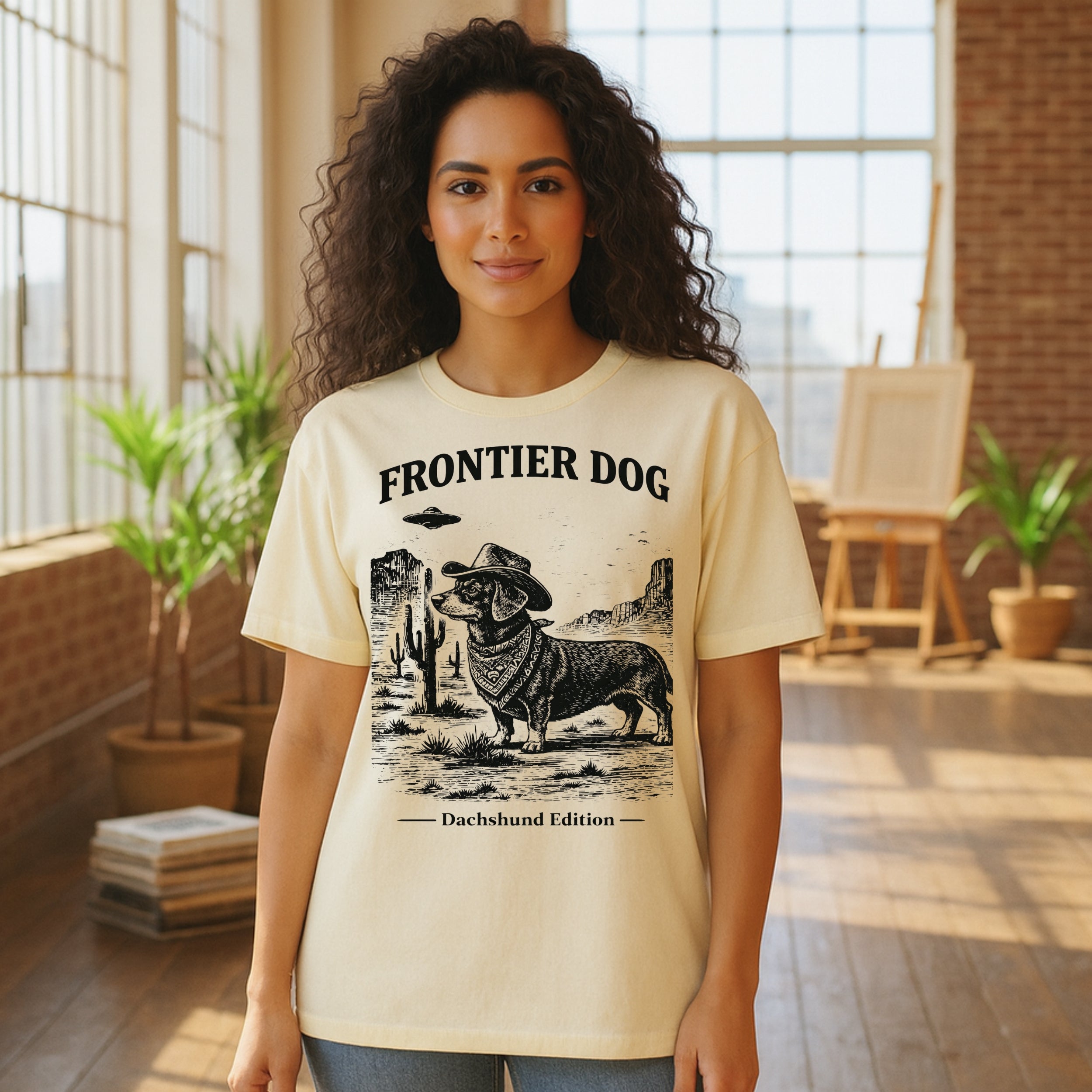 Frontier Dog Dachshund Edition Graphic Tee Shirt