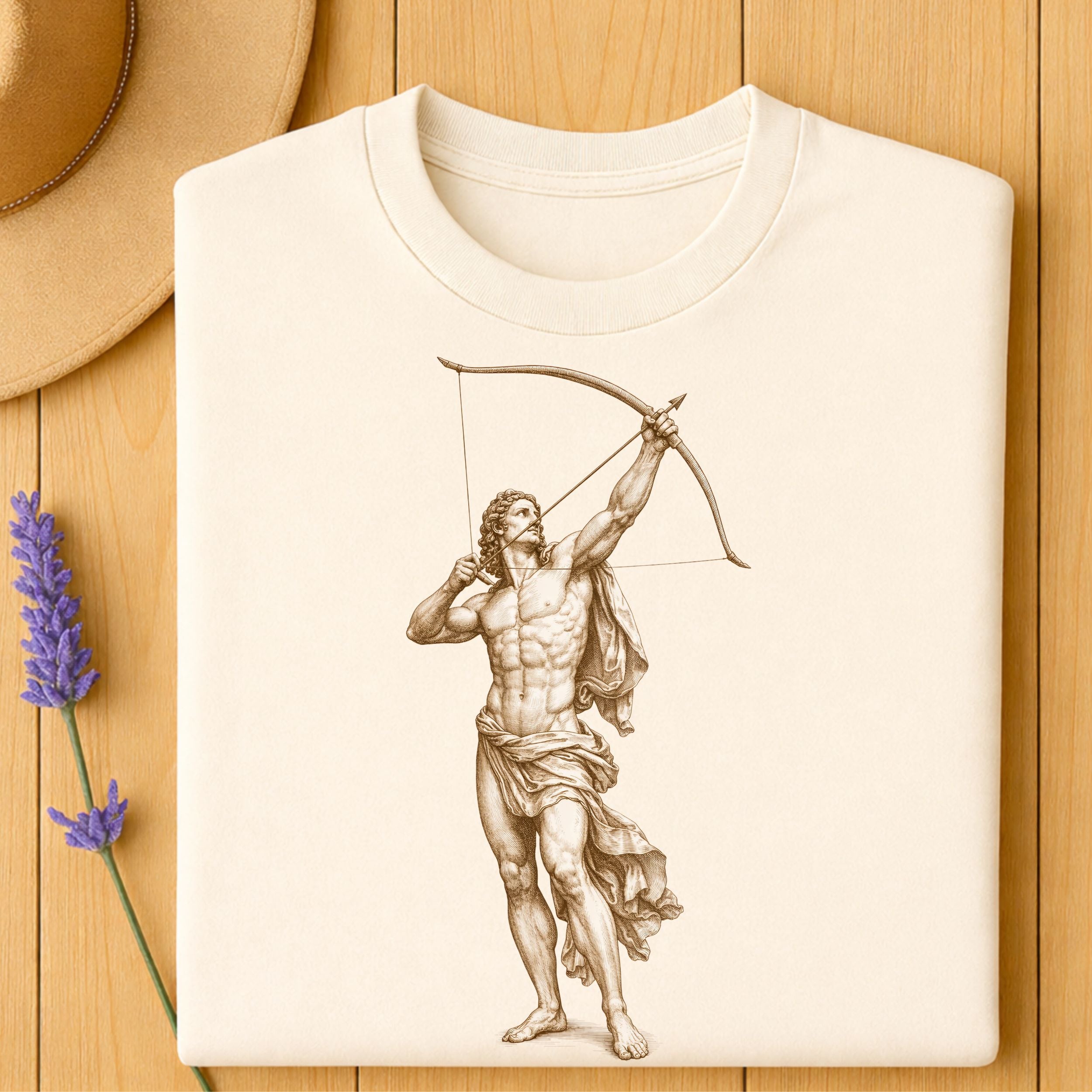 Classical Archer Print Mythology Art T-shirt