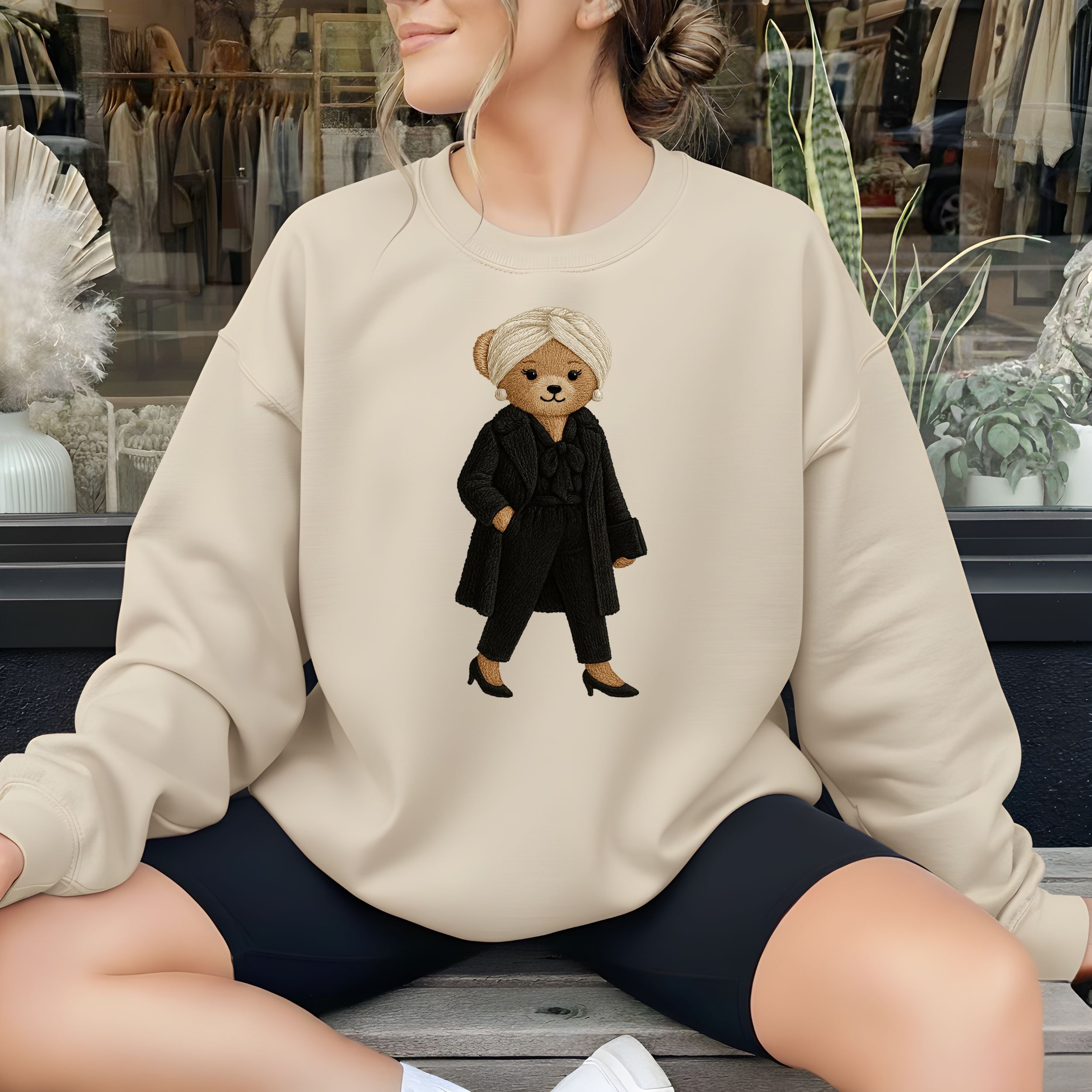 Chic Teddy Bear in Elegant Outfit Sweatshirt