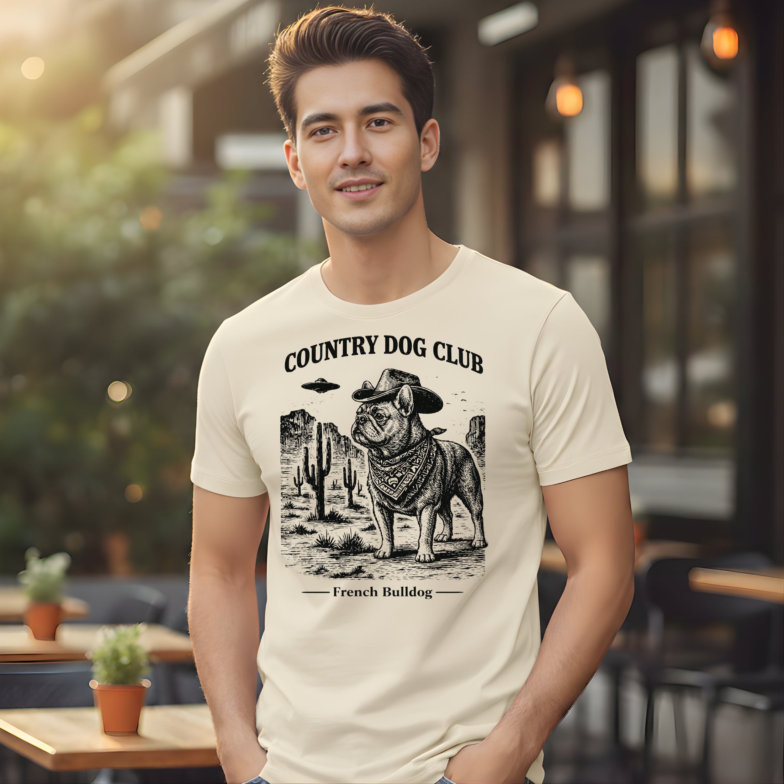Country Dog Club French Bulldog Graphic T-shirt