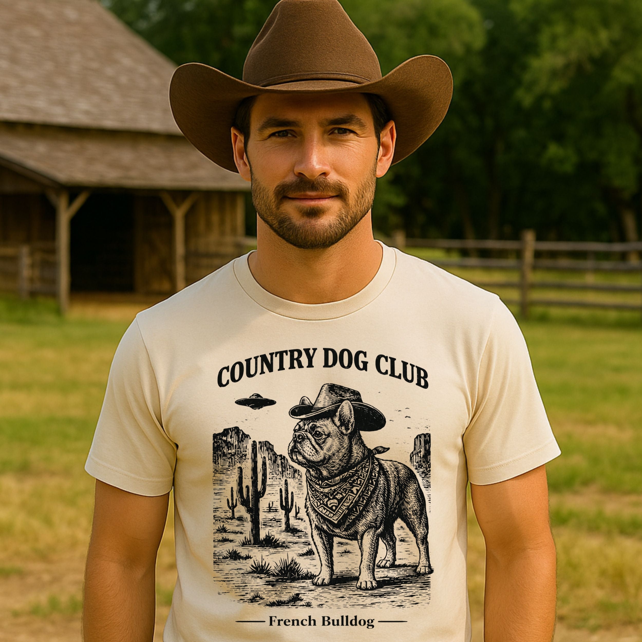Country Dog Club French Bulldog Graphic T-Shirt