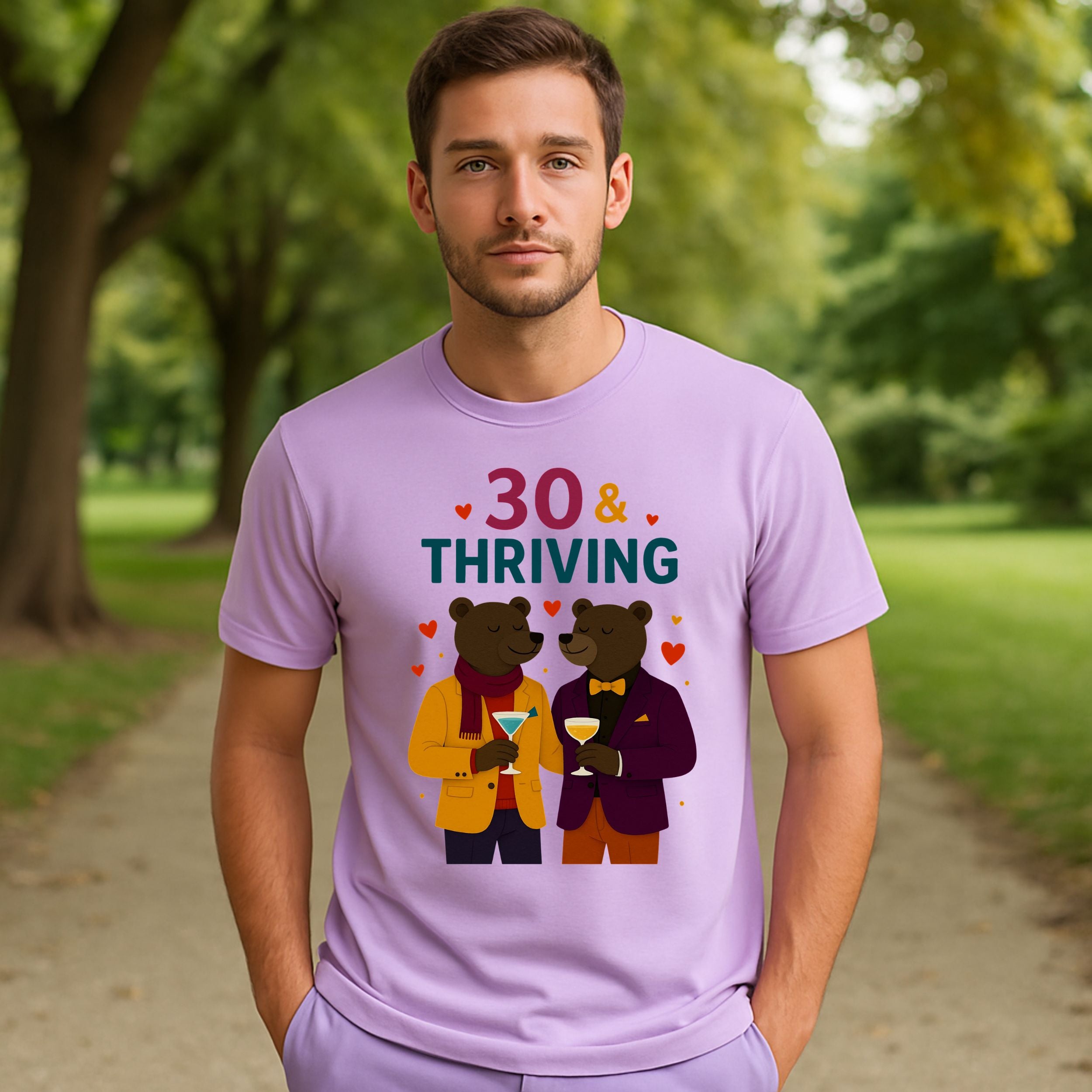 Funny 30 and Thriving Cartoon Bears Graphic Tee product