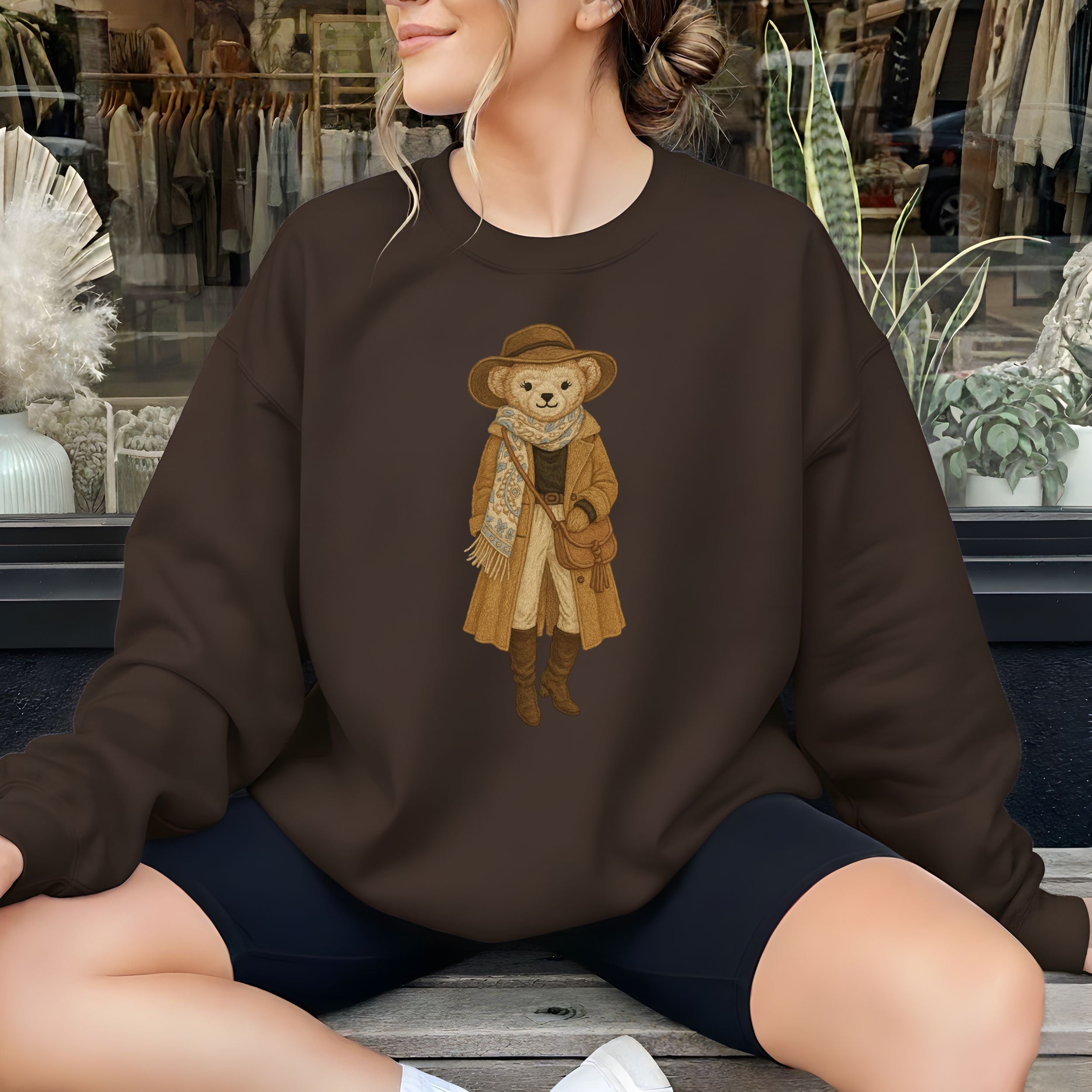 Cute Bear in Hat and Scarf Cozy Hoodie Design