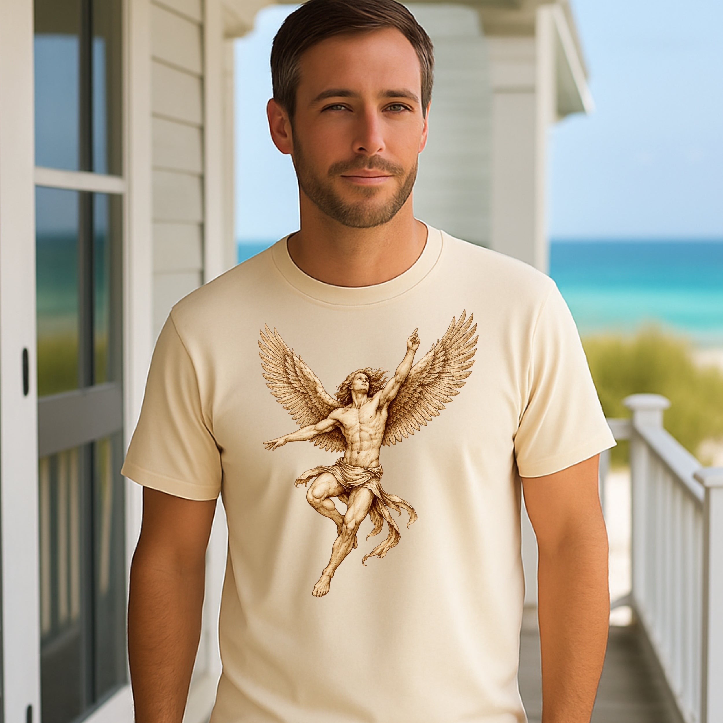 Angelic Art Shirt With Intricate Winged Design