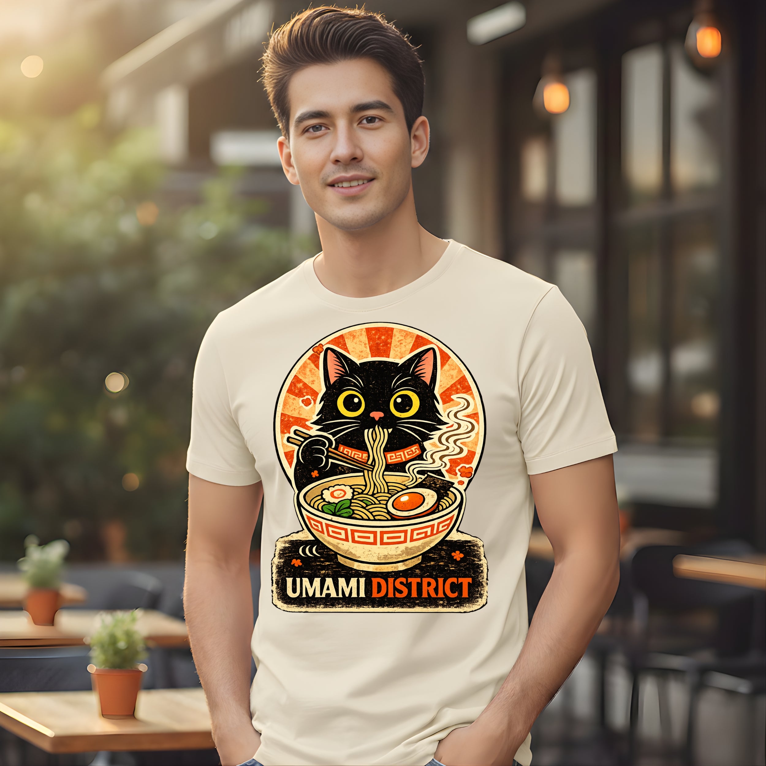 Umami District Cat Ramen Graphic Tee Shirt