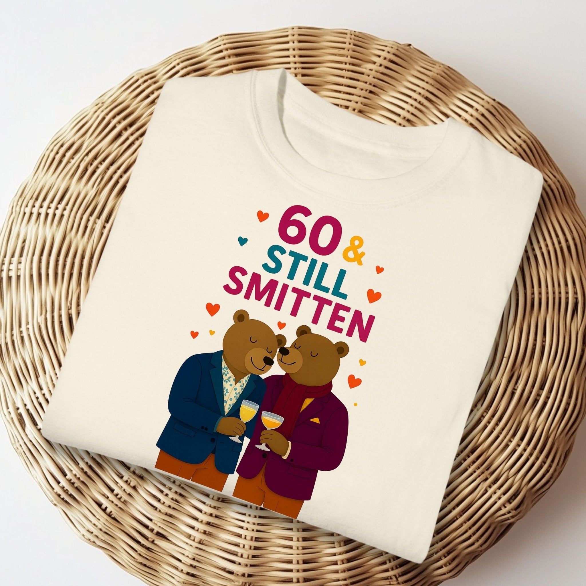 60th Birthday Gay Couple Tee, 60 & Still Smitten Shirt, Bear Lovers Gift - Craig Michael Design