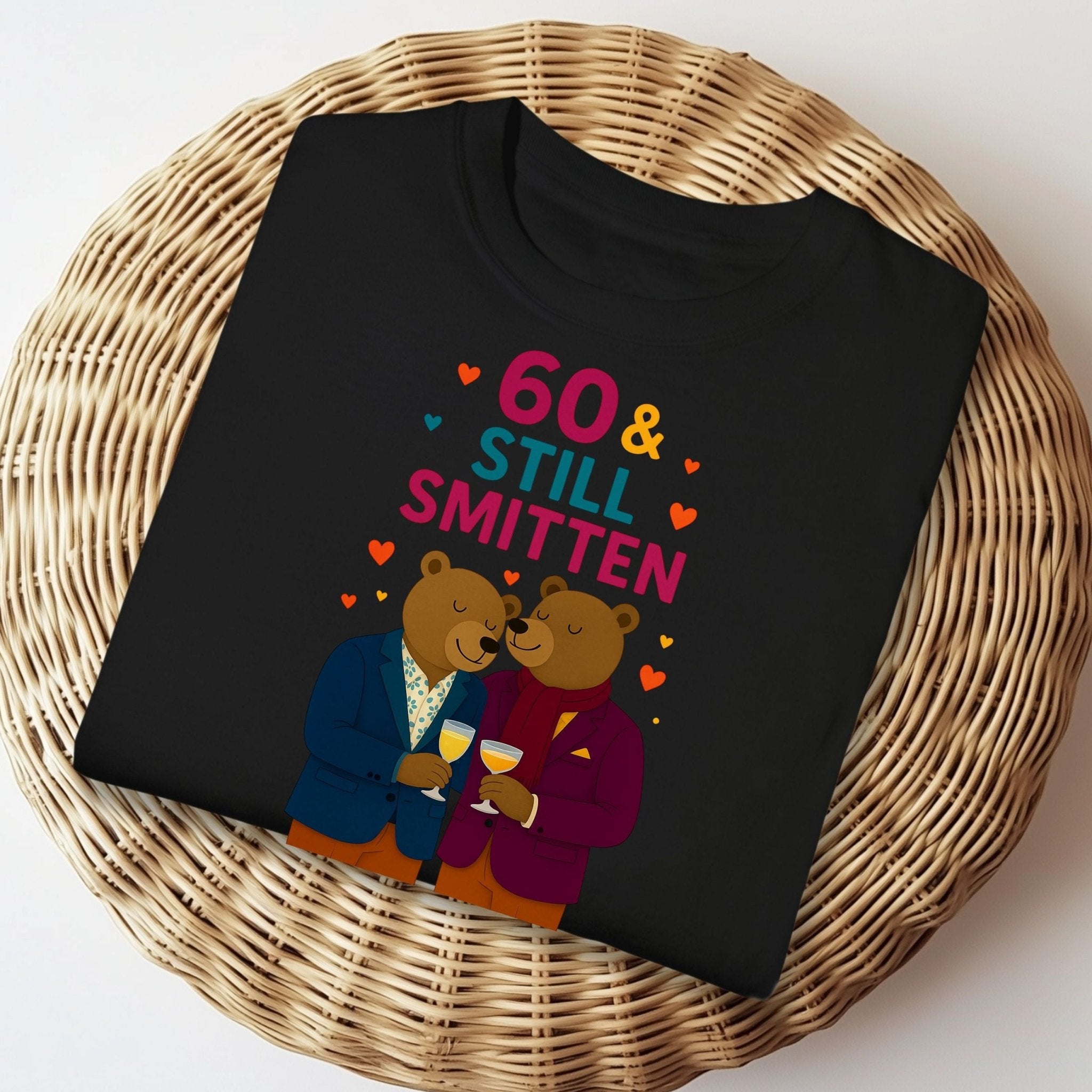 60th Birthday Gay Couple Tee, 60 & Still Smitten Shirt, Bear Lovers Gift - Craig Michael Design