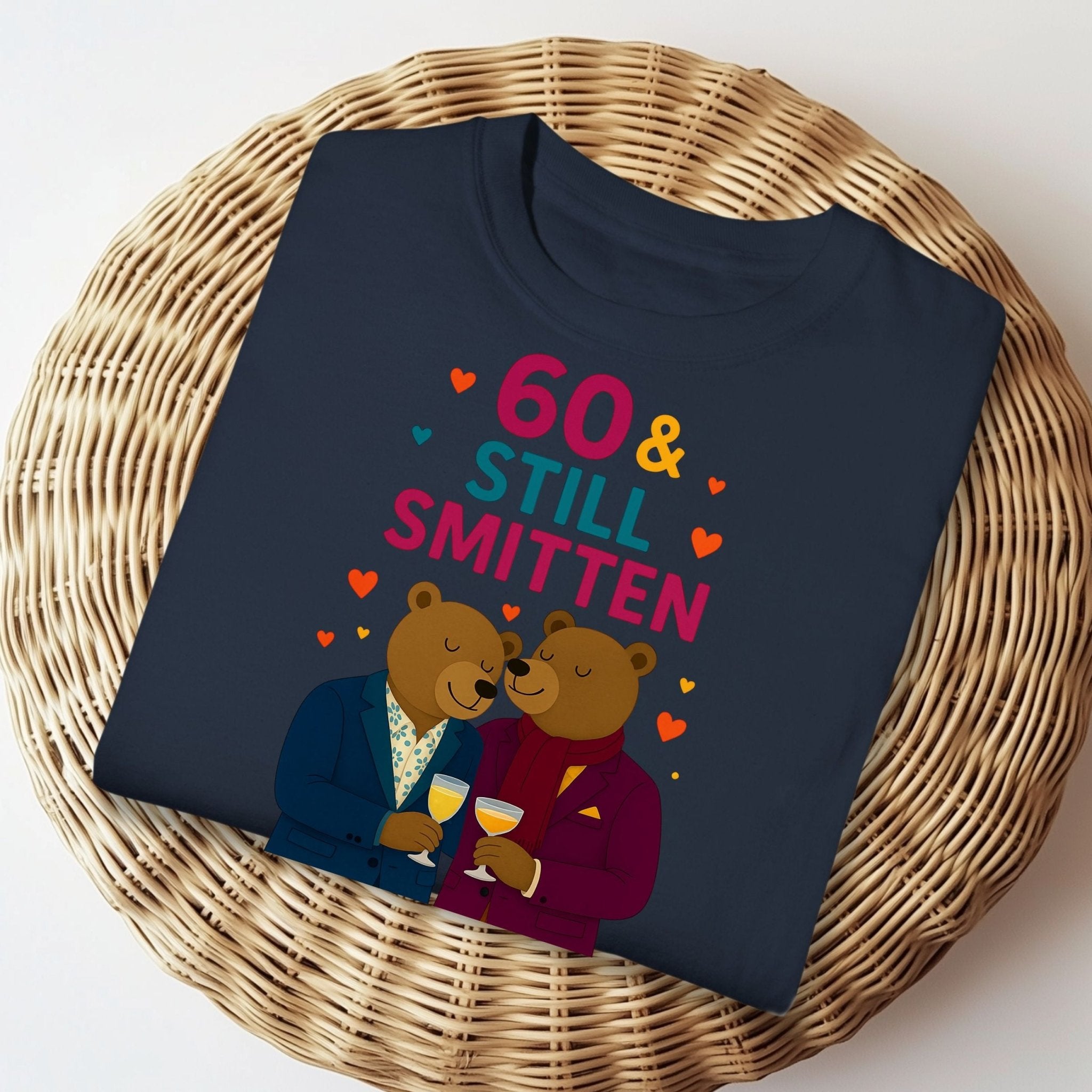 60th Birthday Gay Couple Tee, 60 & Still Smitten Shirt, Bear Lovers Gift - Craig Michael Design