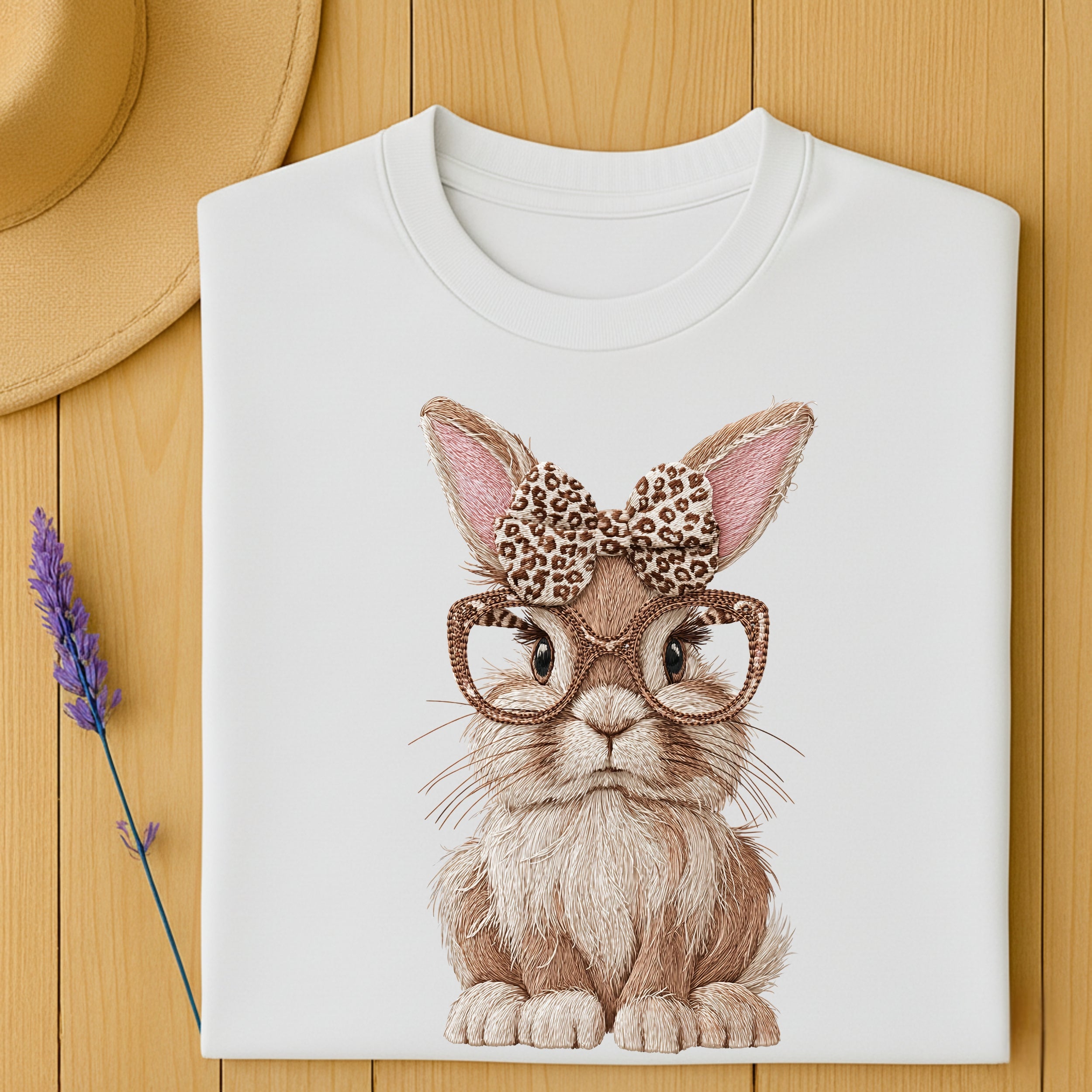 Cute Bunny with Glasses and Bow Graphic T-Shirt