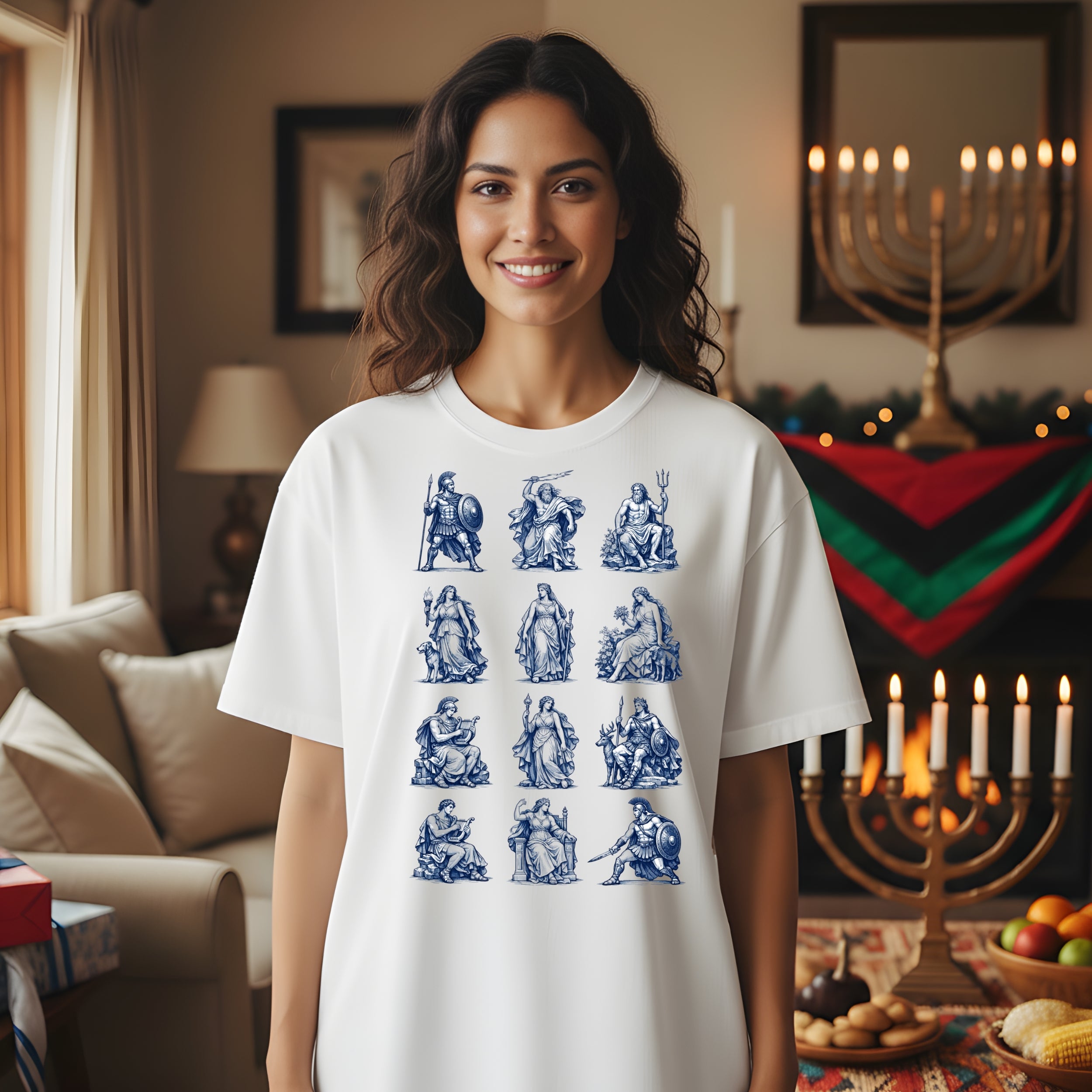 Classic Mythological Figures Design White Shirt