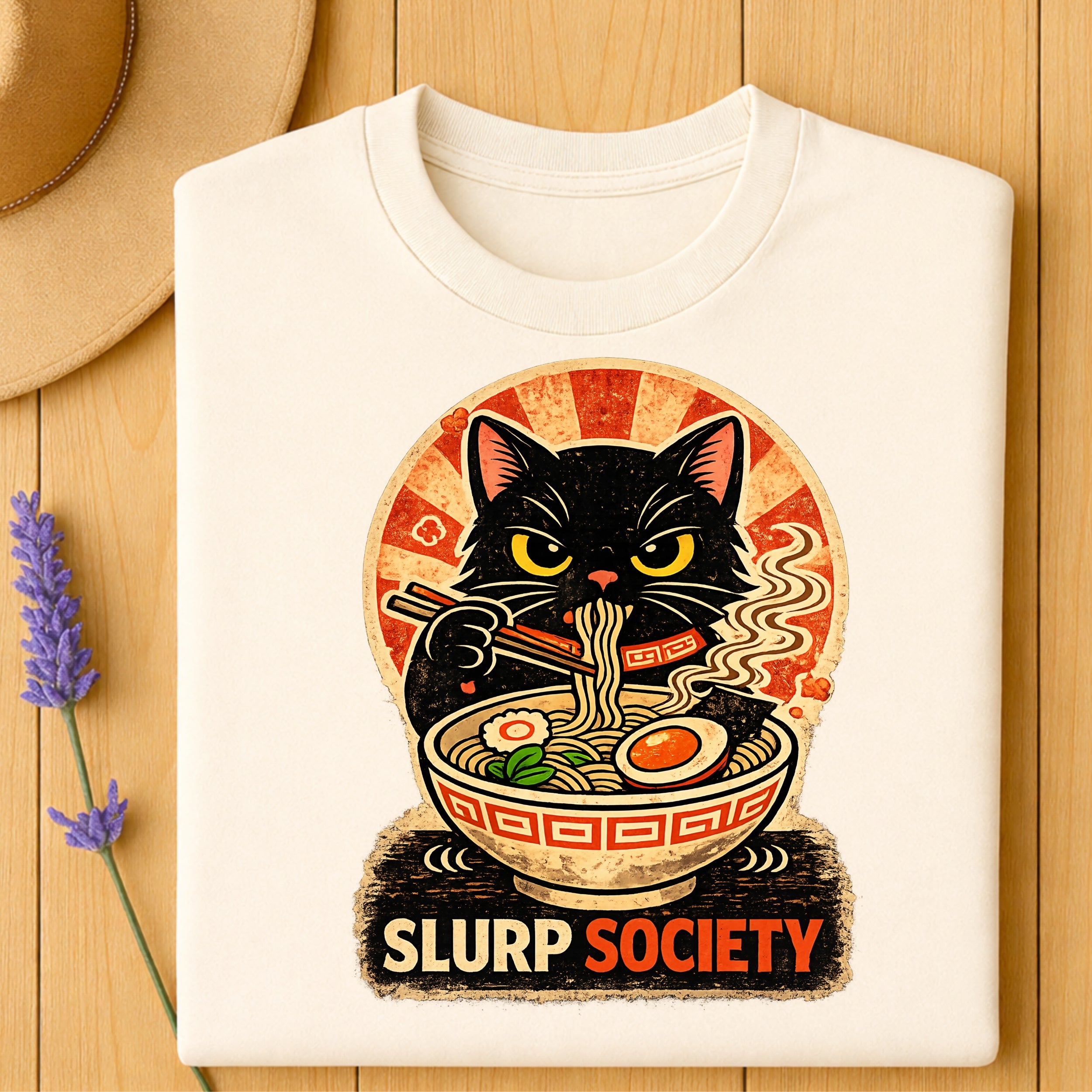 Slurp Society Ramen Cat Graphic Tee Shirt