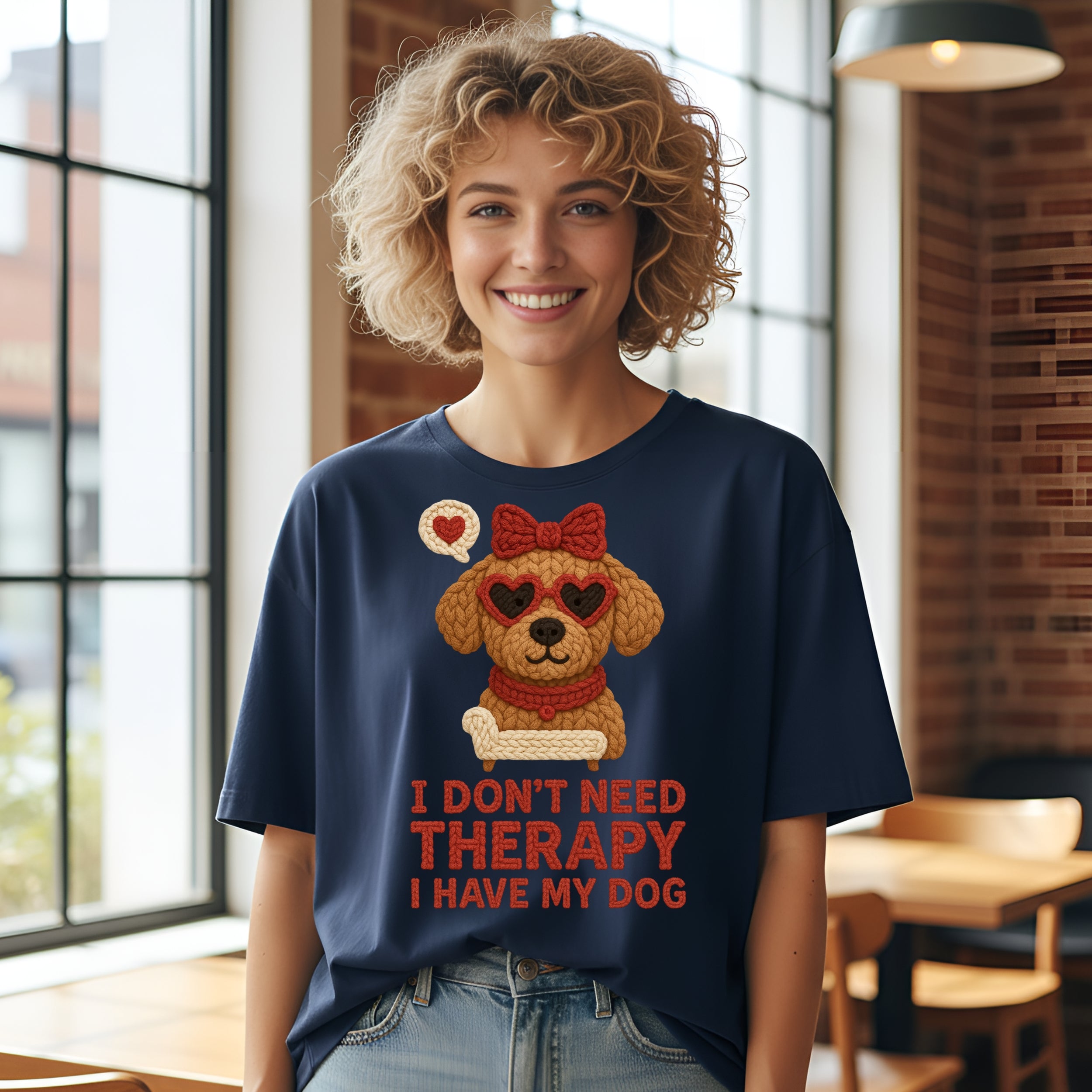 I Don't Need Therapy I Have My Dog Embroidered Shirt