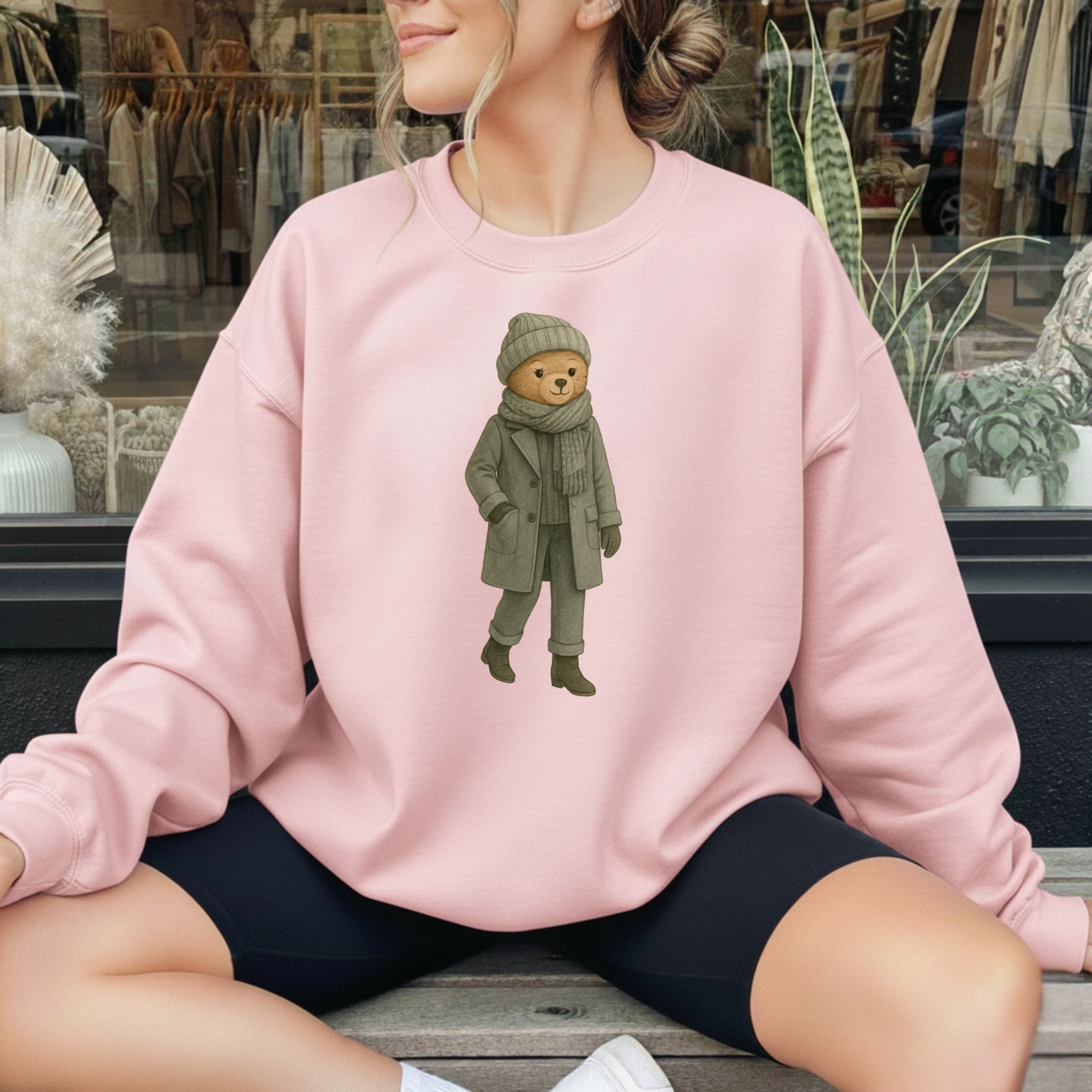 Cozy Bear in Winter Outfit Graphic Sweatshirt