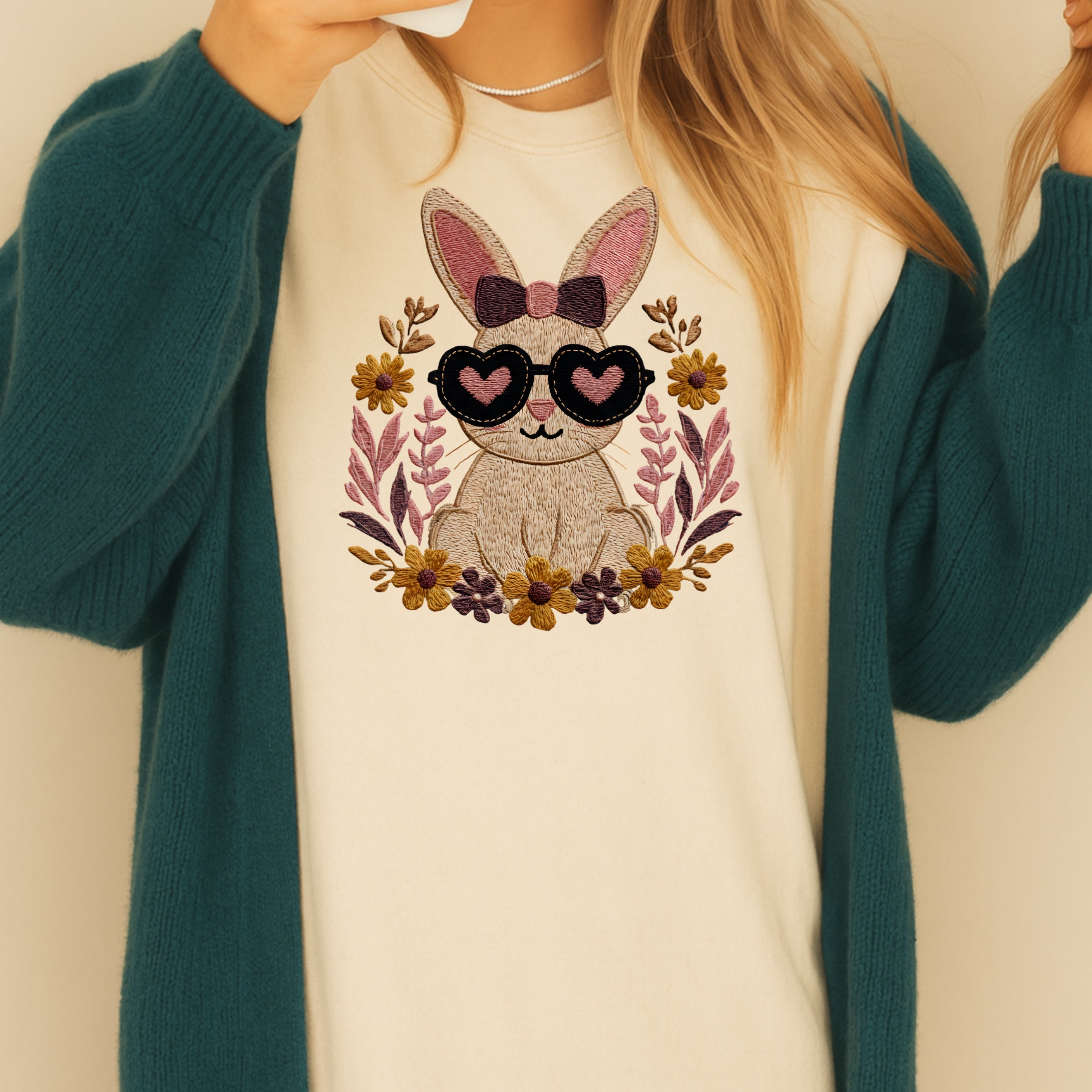 Cute Bunny in Sunglasses with Floral Design product