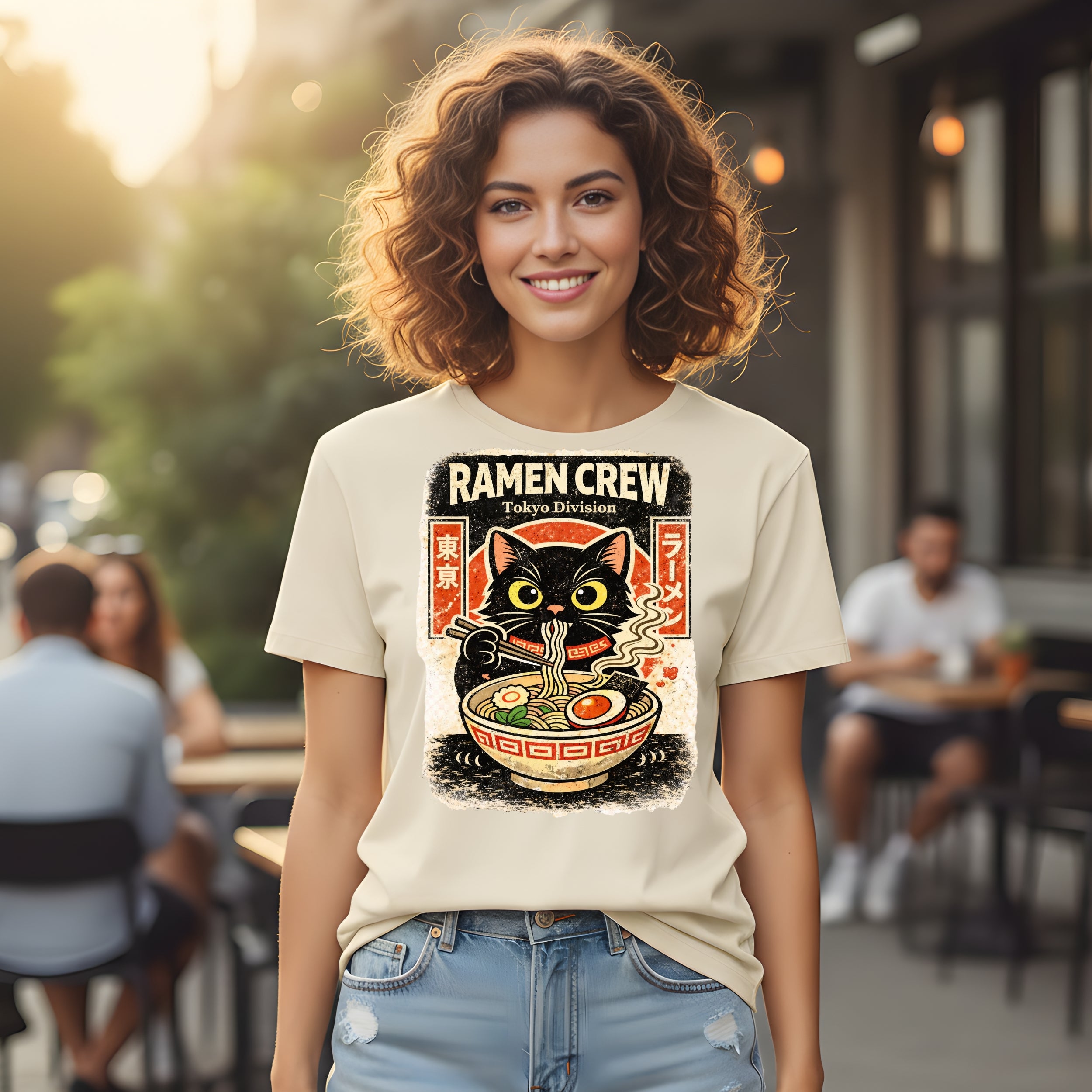 Ramen Crew Tokyo Division Black Cat Graphic Teeshirt