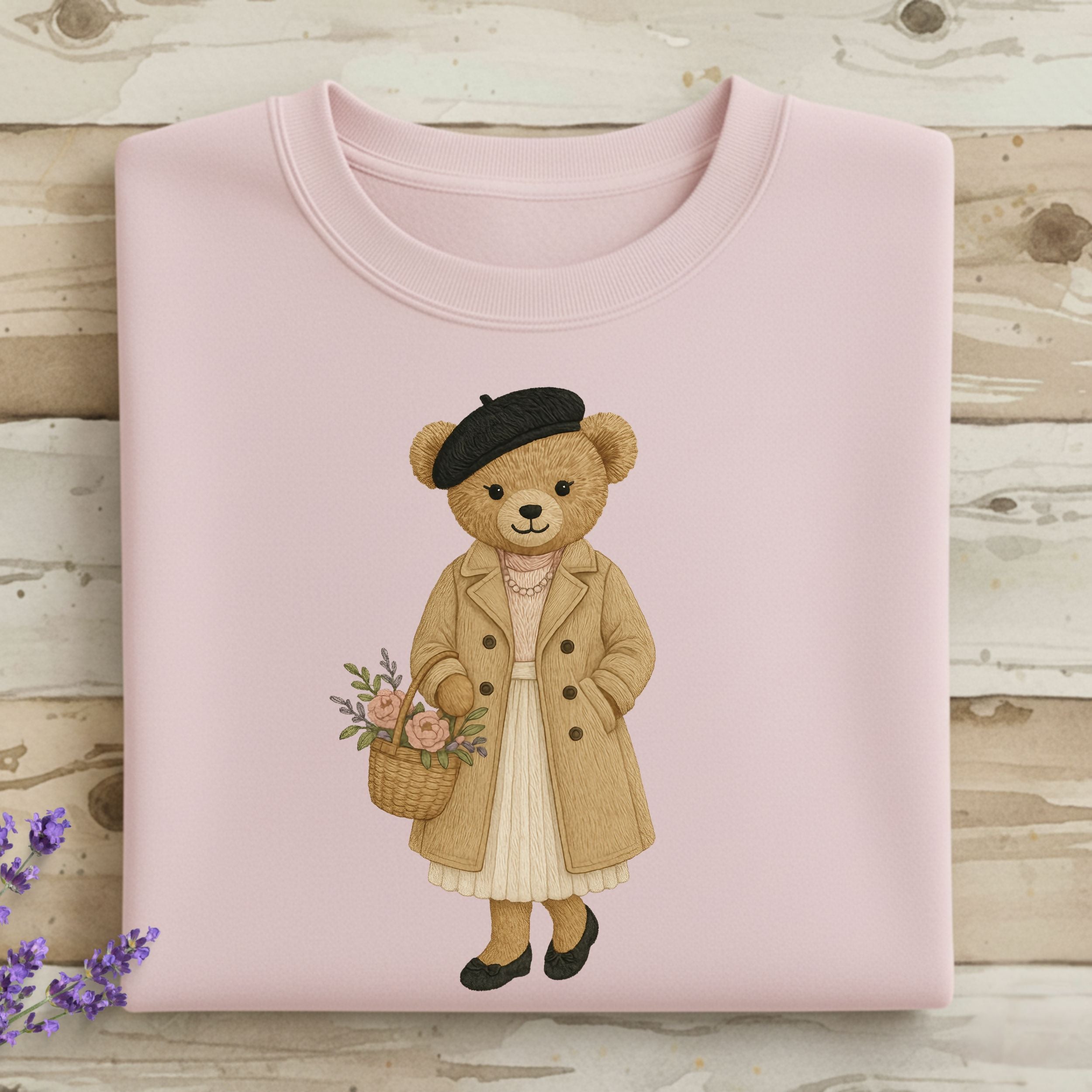 Stylish Bear with Basket Pink Sweater Product