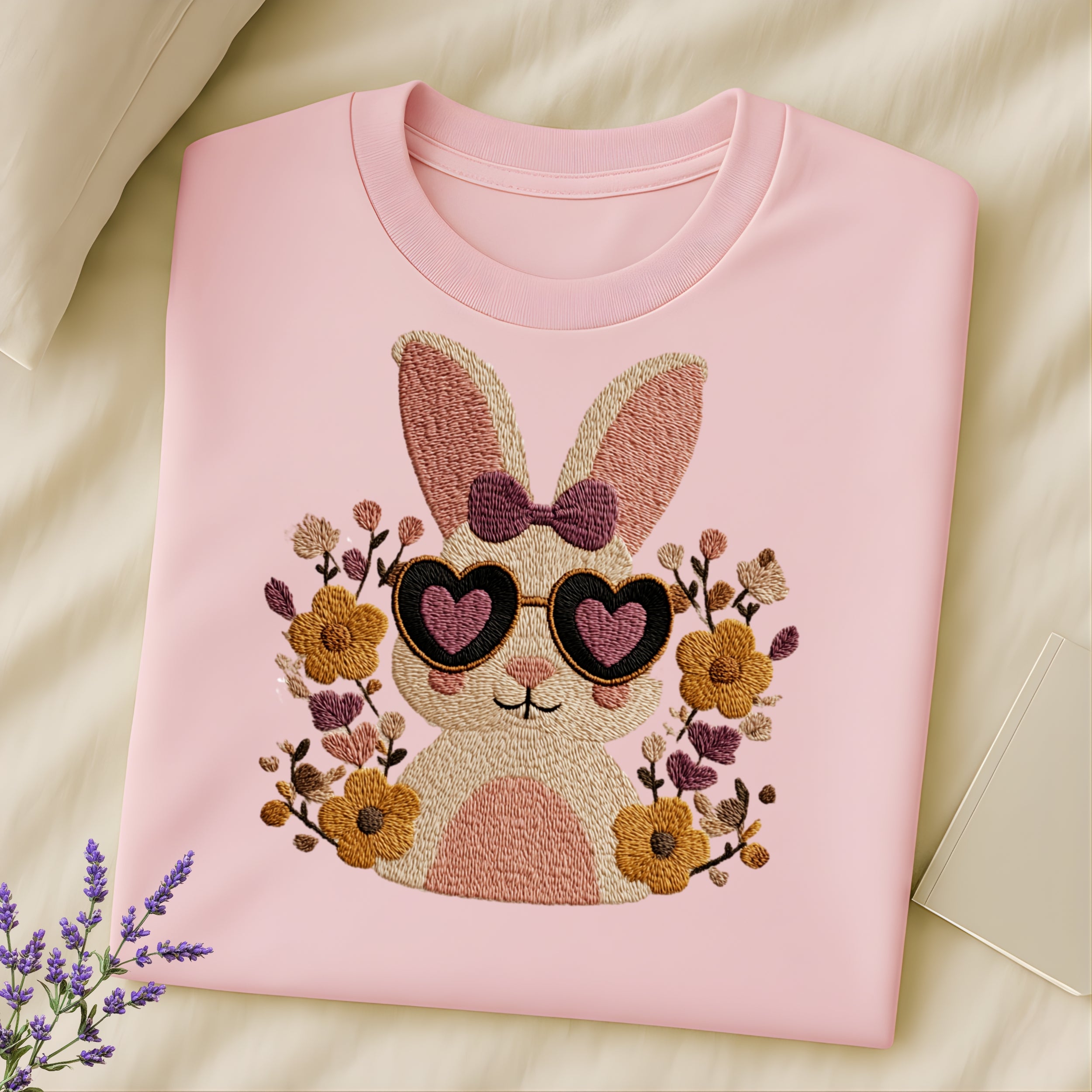 Cute Bunny with Sunglasses Embroidered Shirt Product