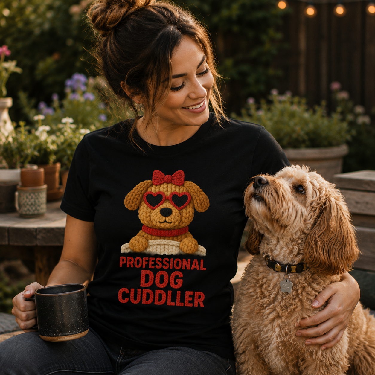 Professional Dog Cuddler Faux Knitted Graphic Tee