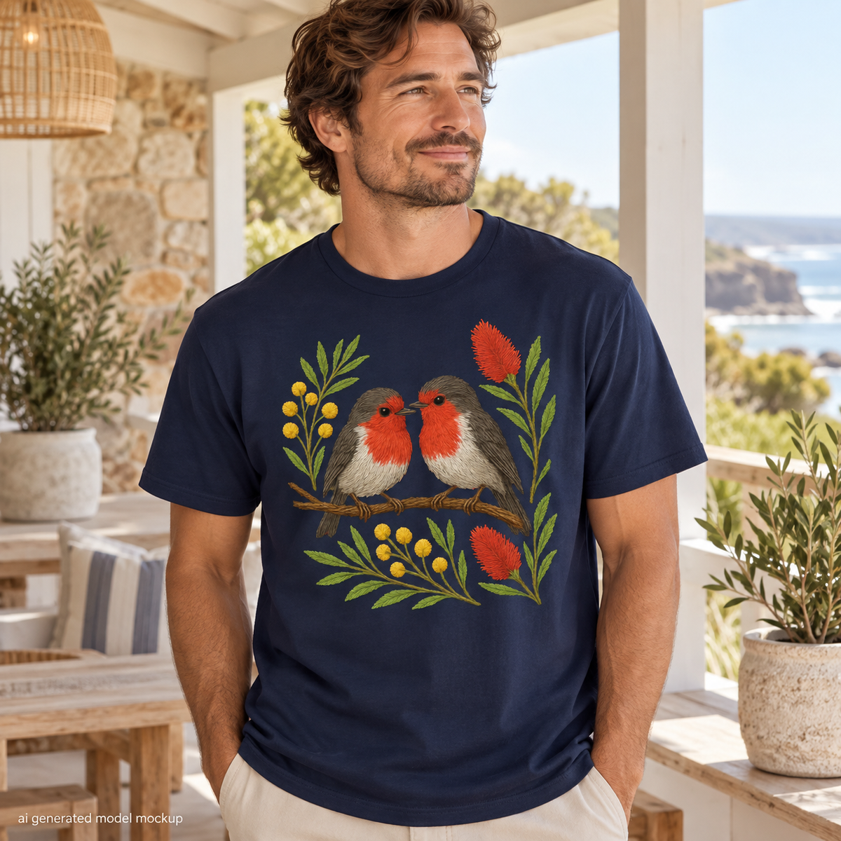Red Robin T-Shirt – Australian Native Bird Collection