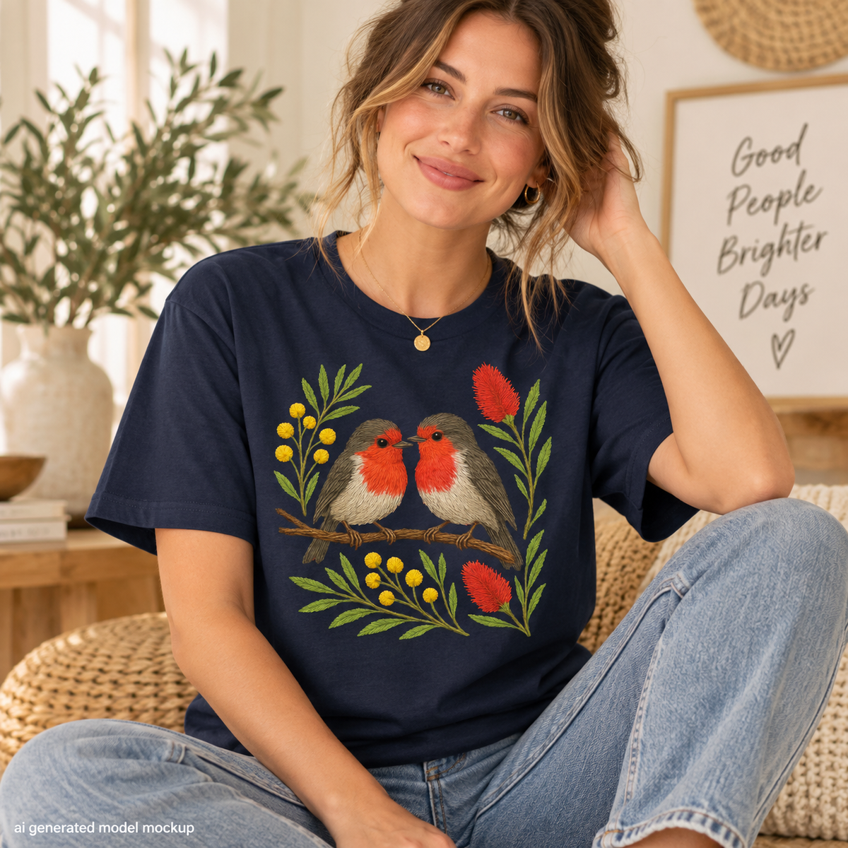 Red Robin T-Shirt – Australian Native Bird Collection