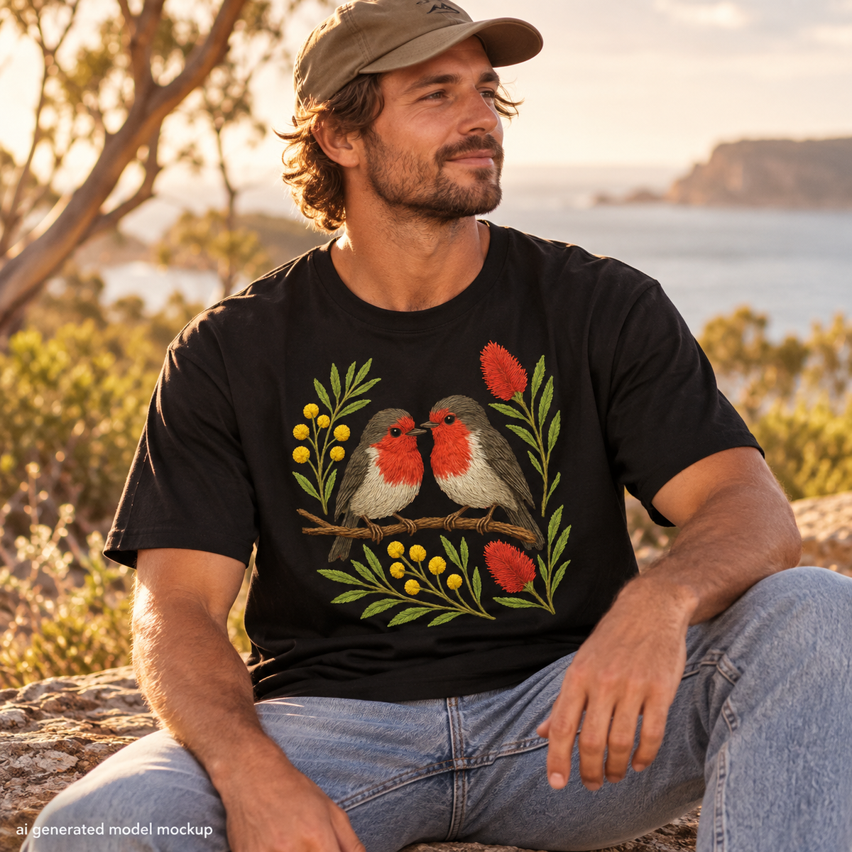 Red Robin T-Shirt – Australian Native Bird Collection