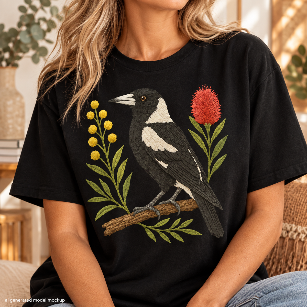 Magpie T-Shirt – Australian Native Bird Collection