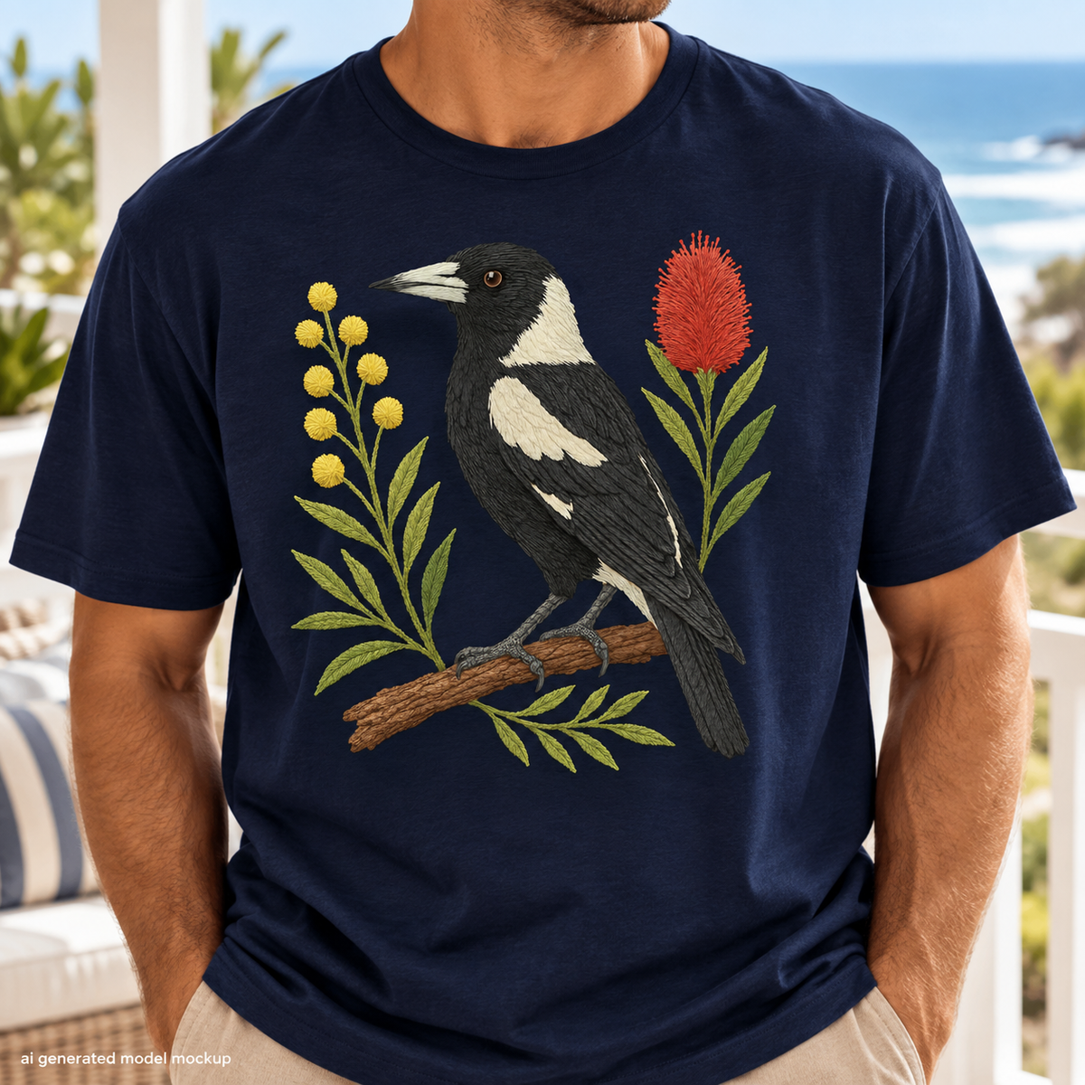 Magpie T-Shirt – Australian Native Bird Collection