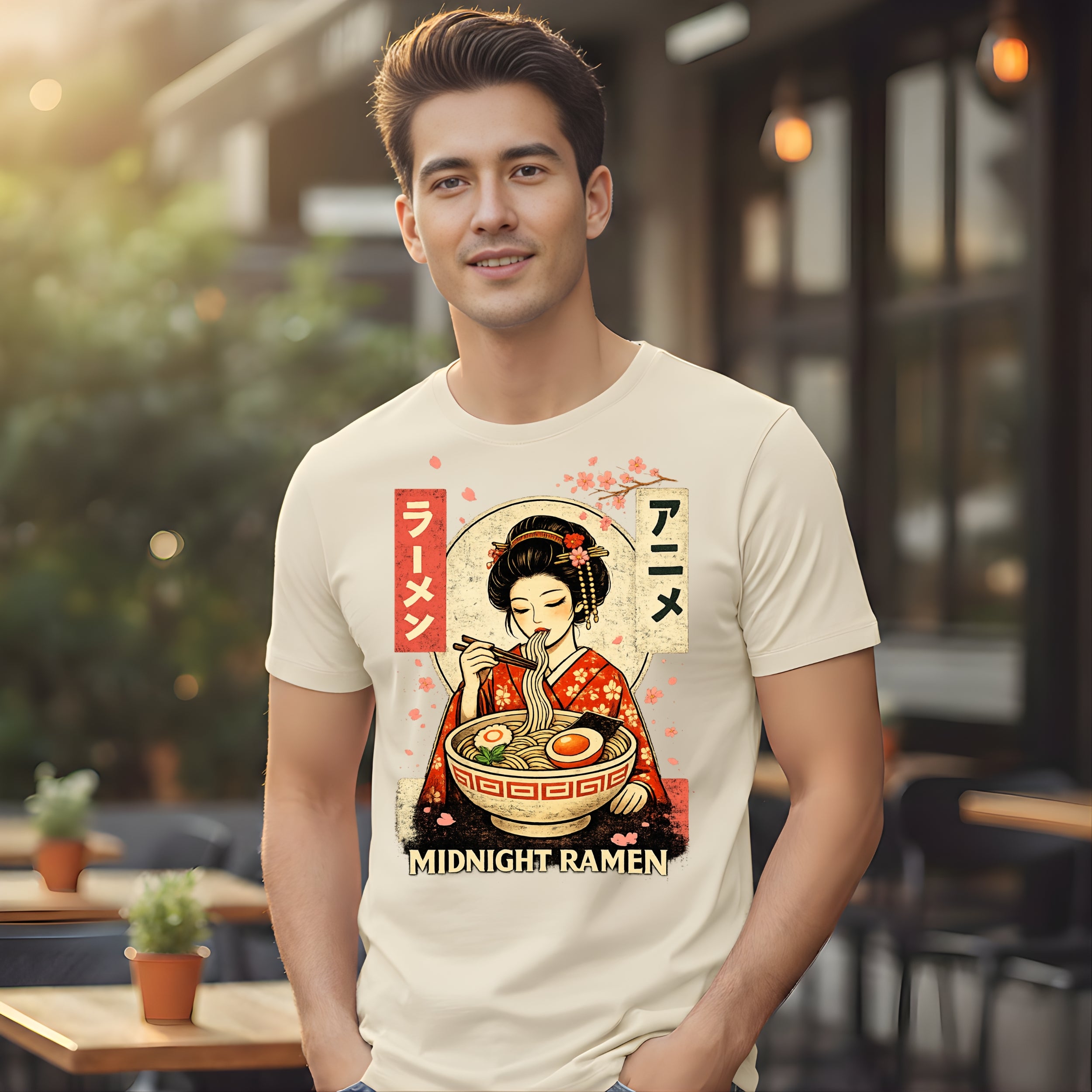 Midnight Ramen Anime Design Graphic T-Shirt