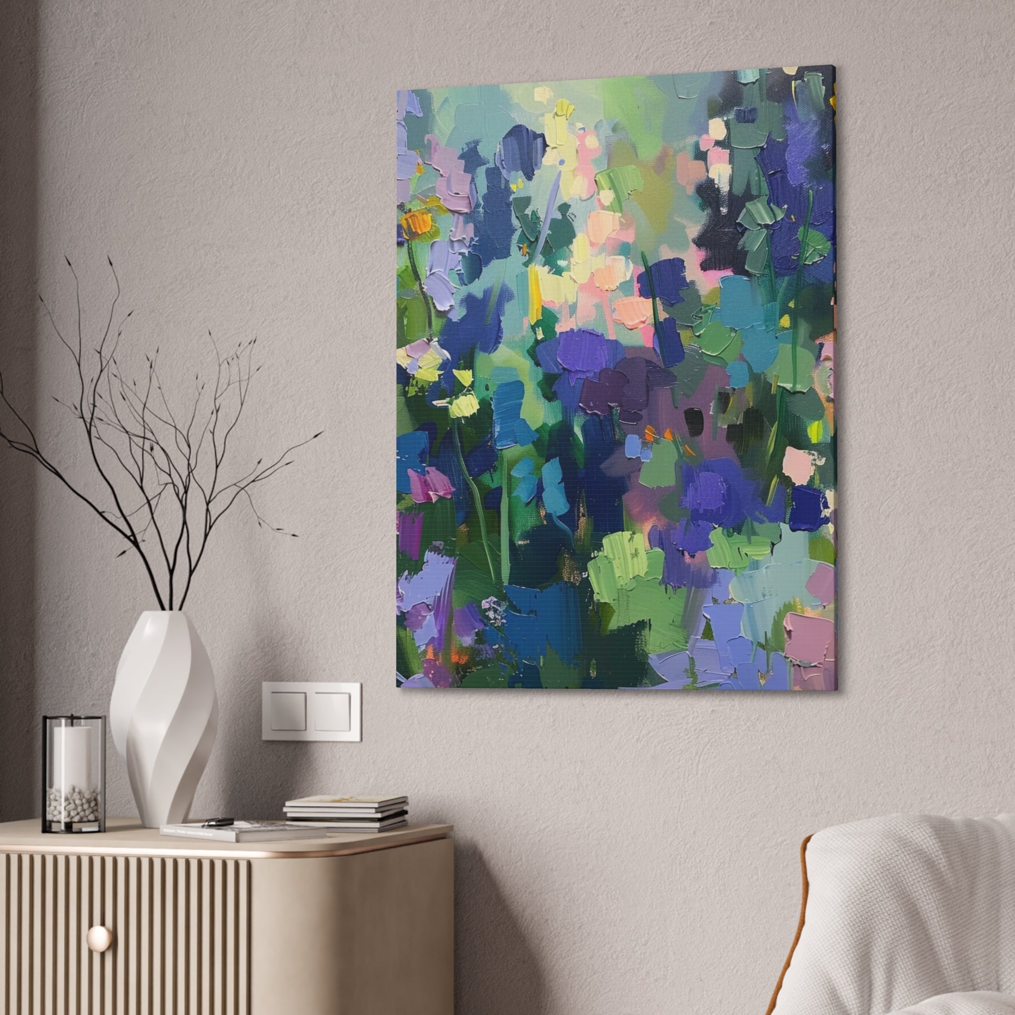 Abstract Floral Art Print, Colorful Garden Canvas Print, Large Wall Art Print, Modern Canvas Art Decor, Unique Home Decor - Craig Michael Design