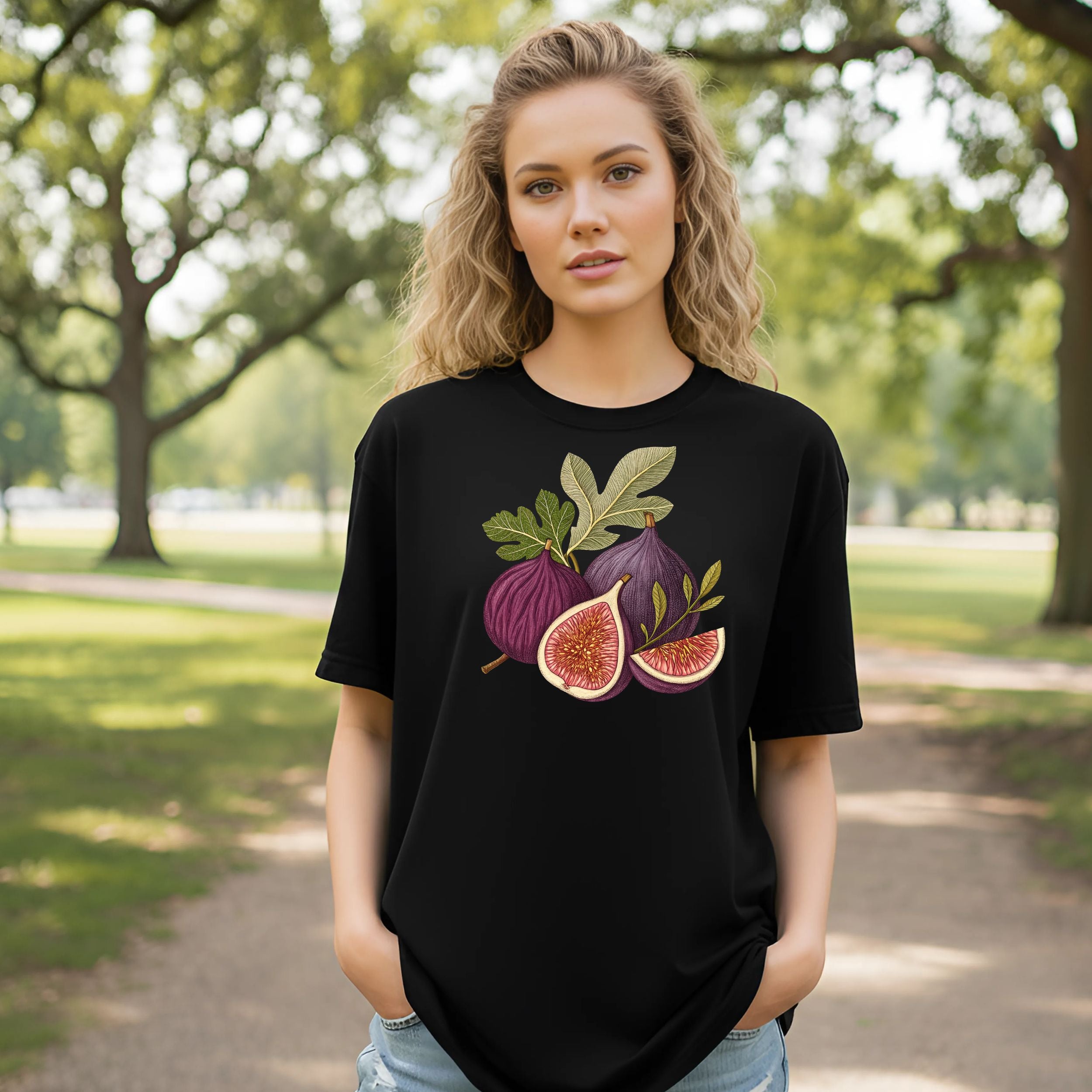 Fig Fruit Design Graphic T-Shirt Casual Top for Women