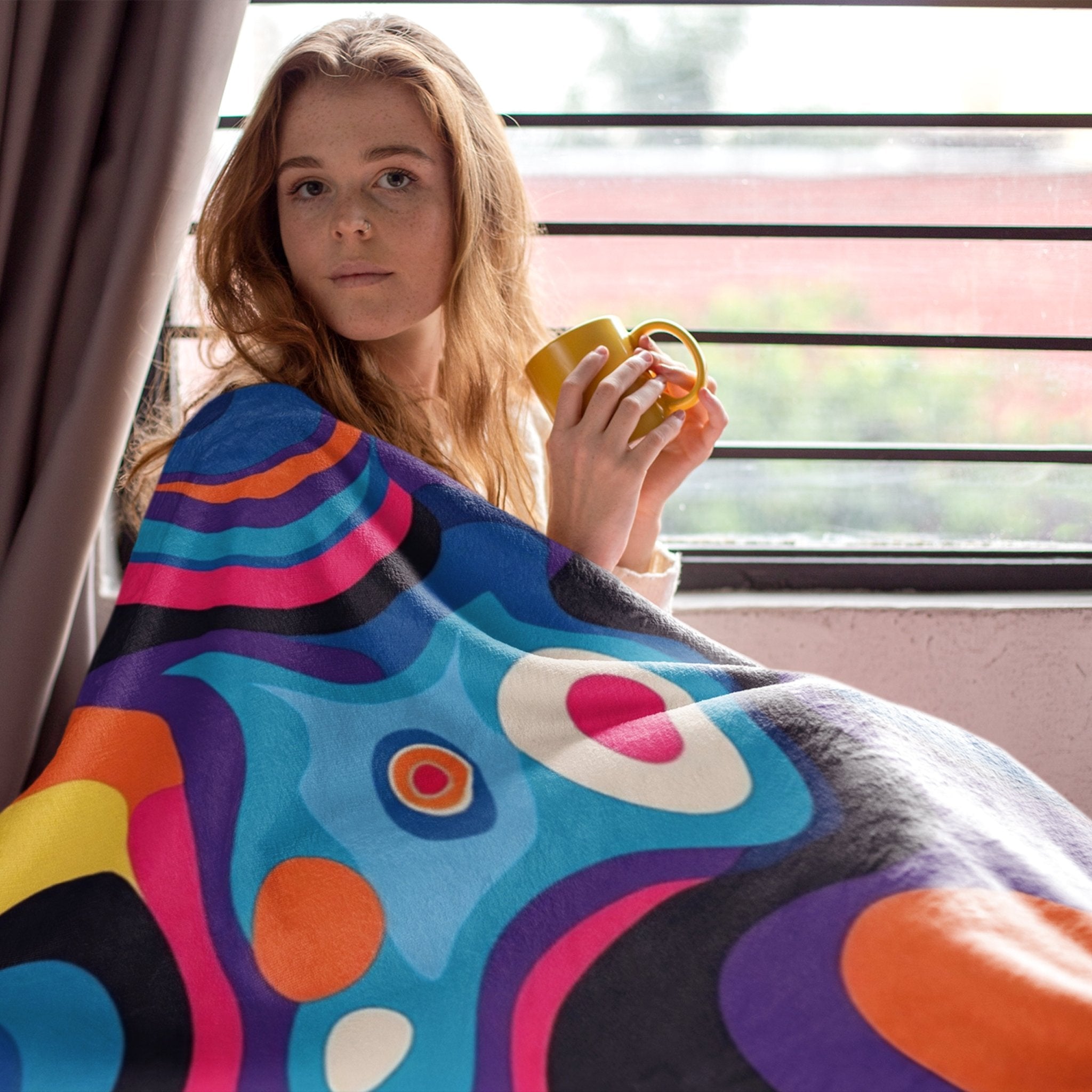 African Design Blanket, Vibrant Abstract Print Throw, Colourful Cozy Blanket, Unique Home Decor Blanket, Artistic Bedding Accent - Craig Michael Design