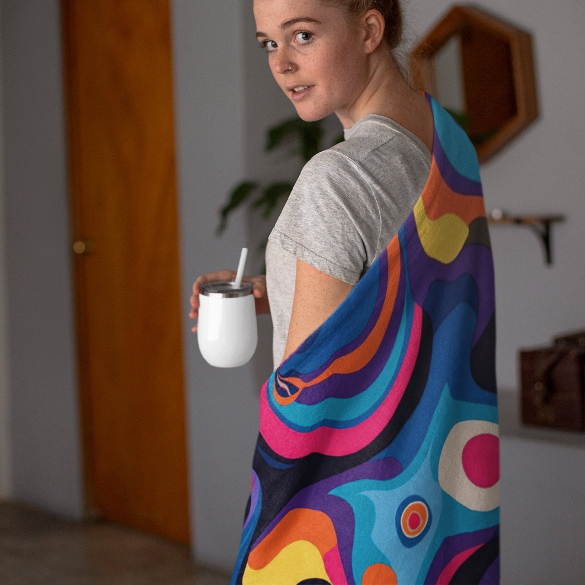 African Design Blanket, Vibrant Abstract Print Throw, Colourful Cozy Blanket, Unique Home Decor Blanket, Artistic Bedding Accent - Craig Michael Design
