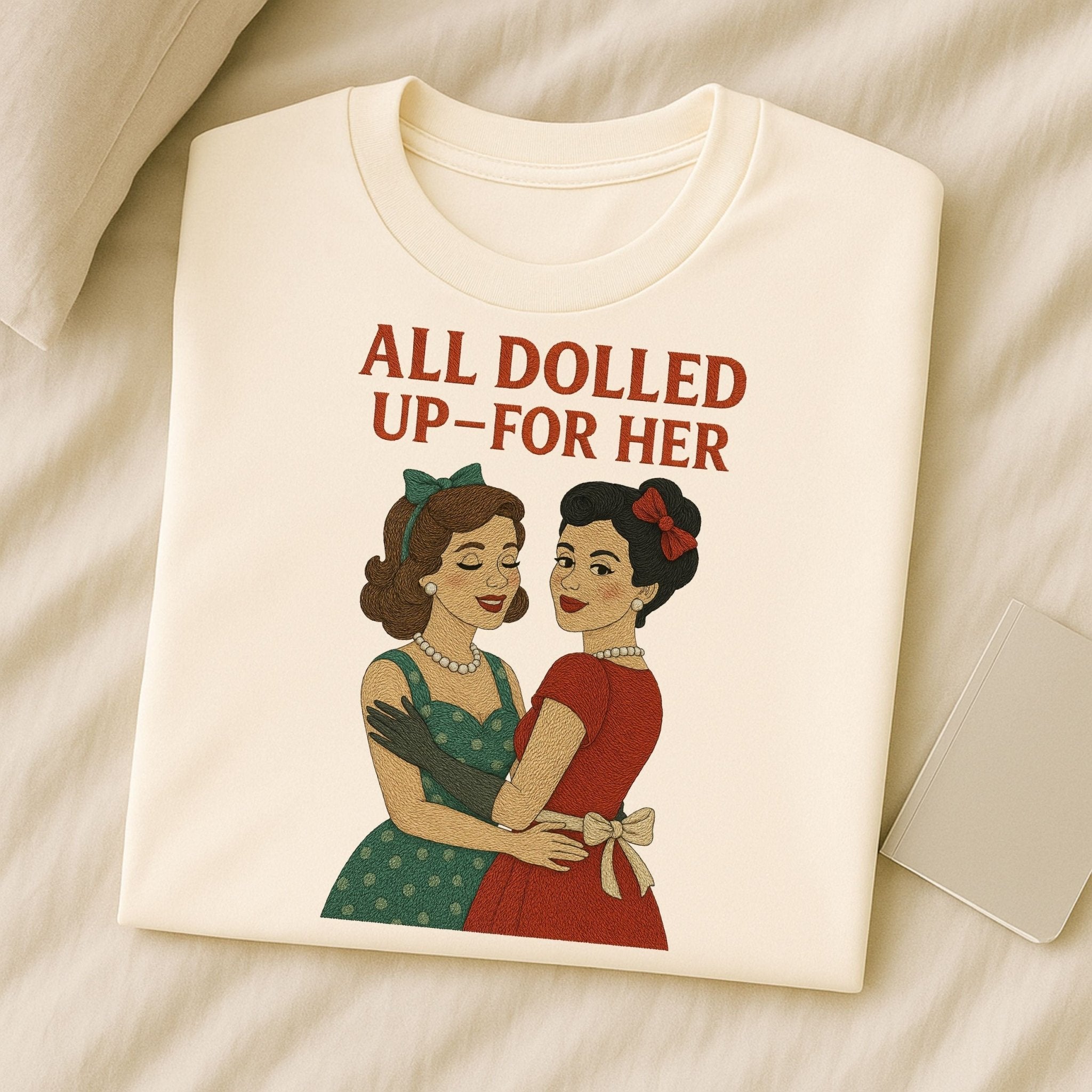 All Dolled Up for Her – 1950s Lesbian T-Shirt, High Femme Vintage Gift - Craig Michael Design