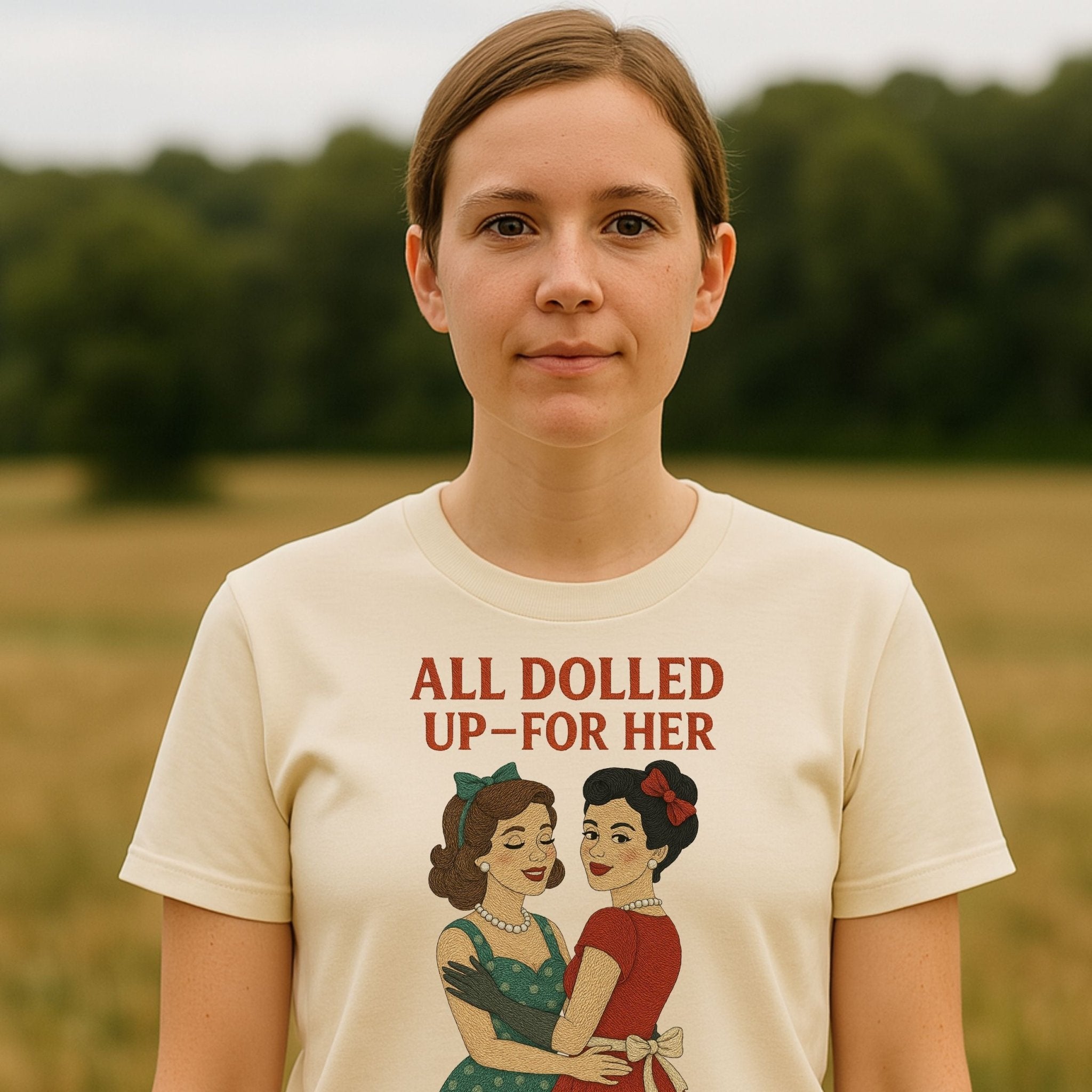 All Dolled Up for Her – 1950s Lesbian T-Shirt, High Femme Vintage Gift - Craig Michael Design
